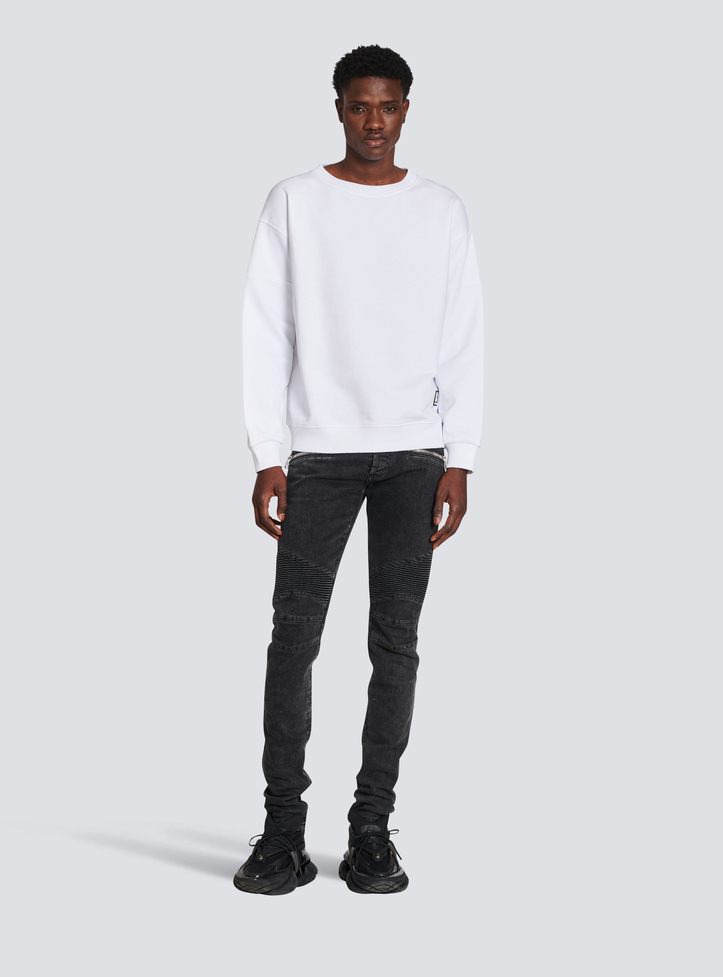 Eco-designed cotton sweatshirt with Balmain logo print - 1