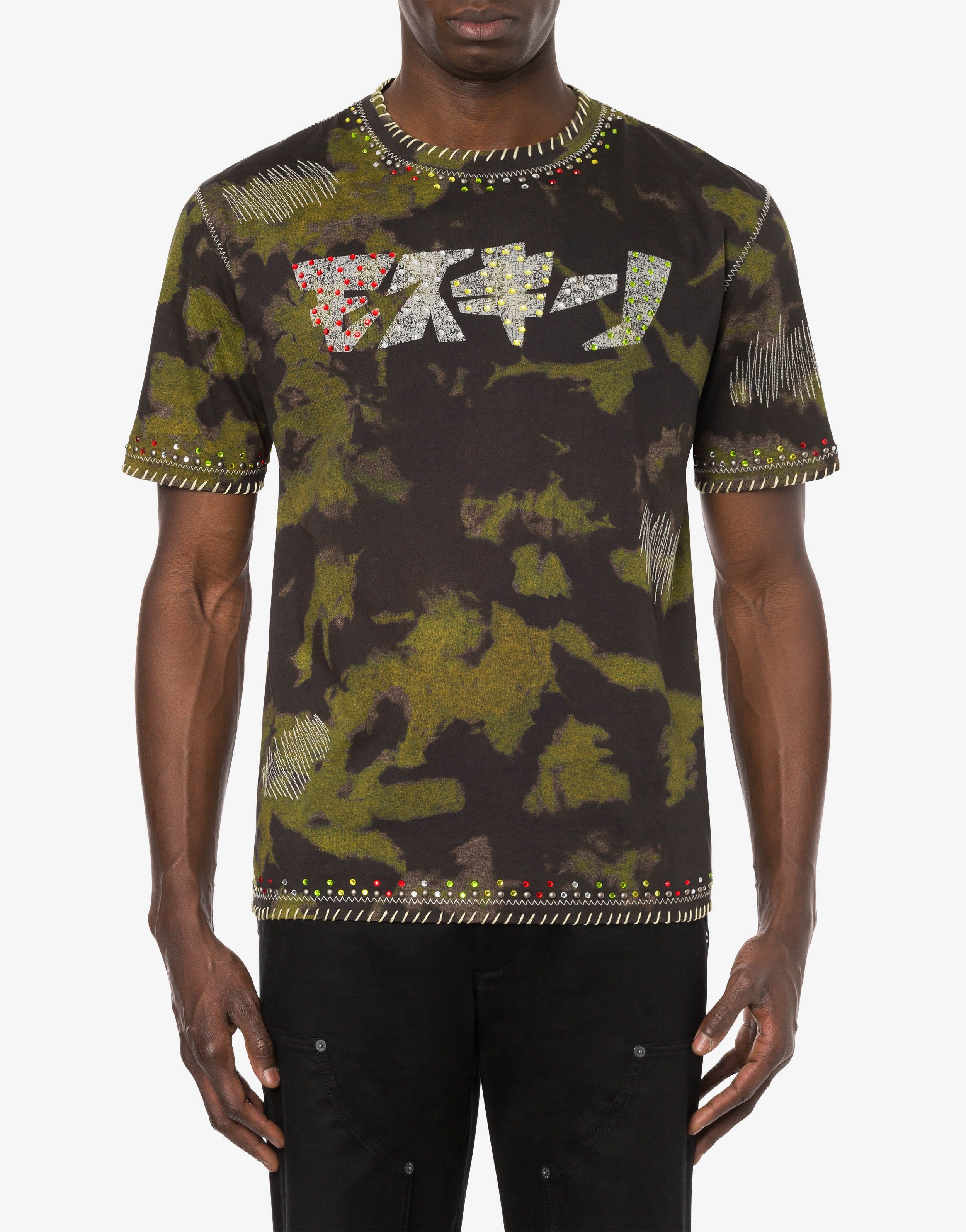 MOSCHINO KATAKANA LOGO CAMOUFLAGE T-SHIRT - 2