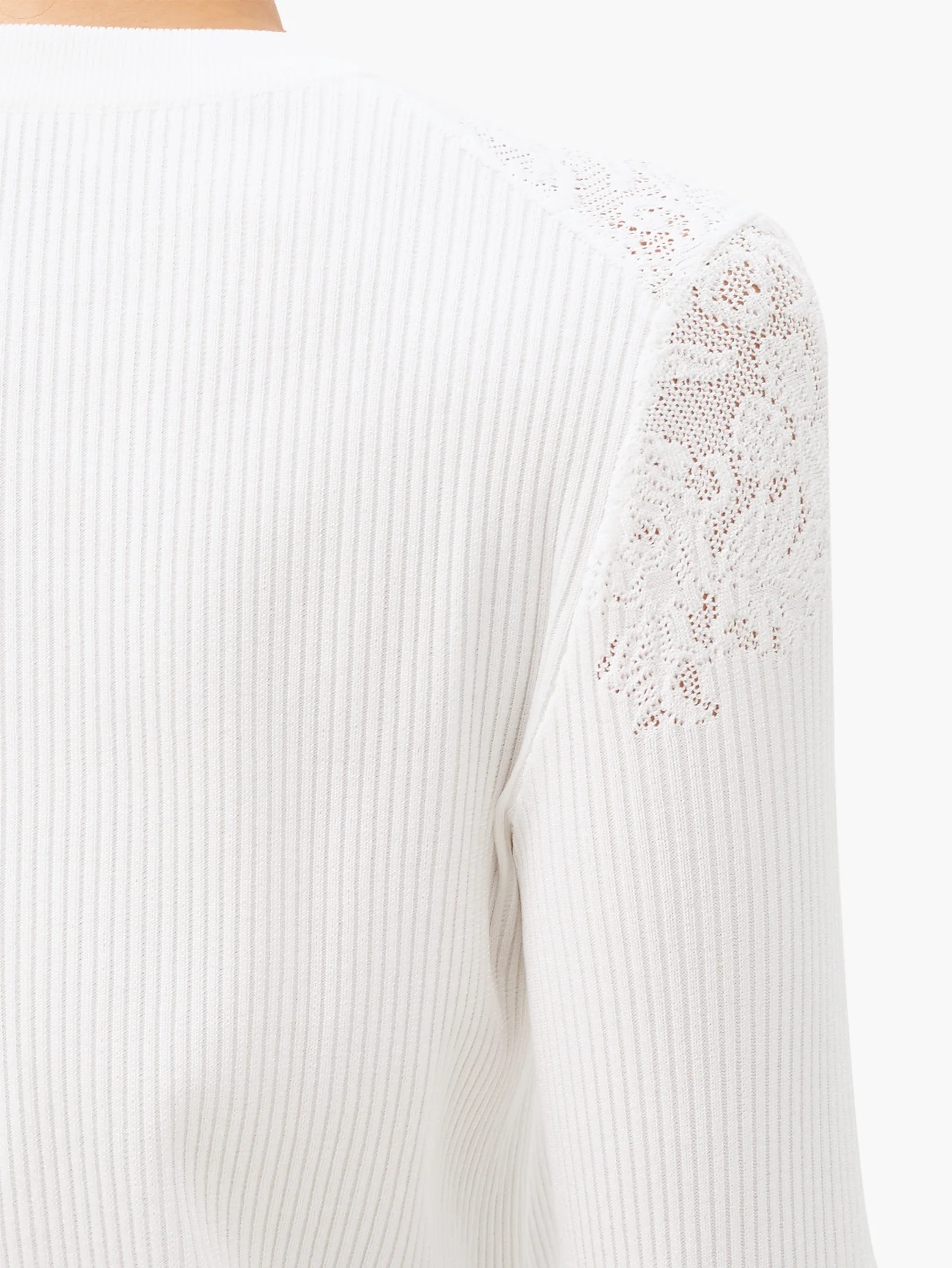 Floral-pointelle rib-knitted sweater - 4