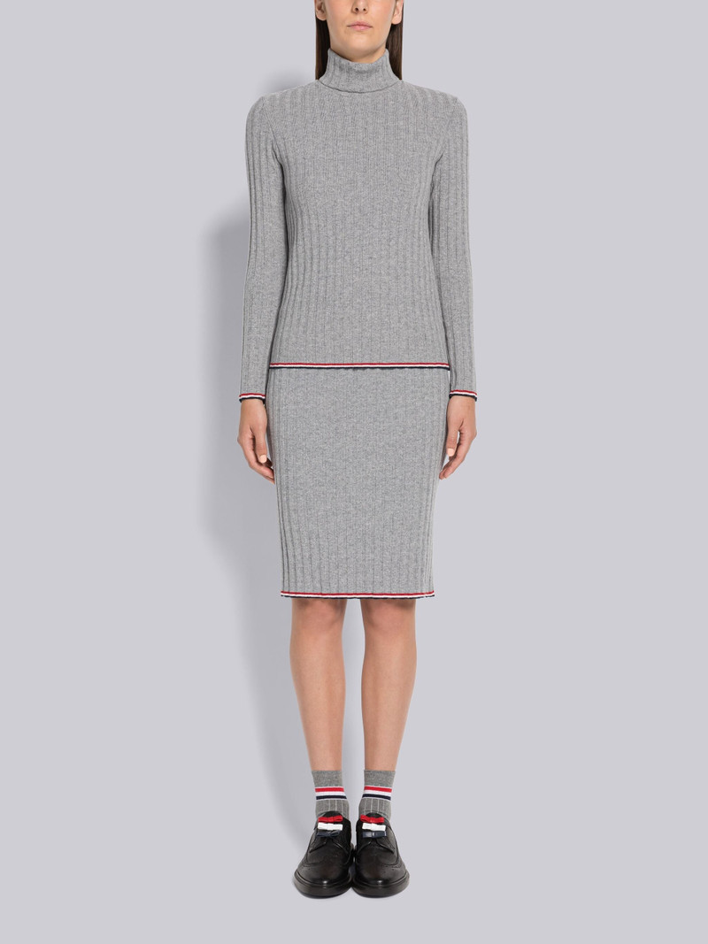 Wide Rib Cashmere Tipping Pencil Skirt 4