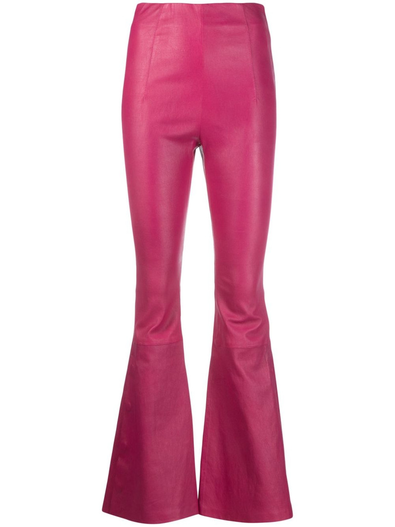 high-waisted leather flared trousers 1