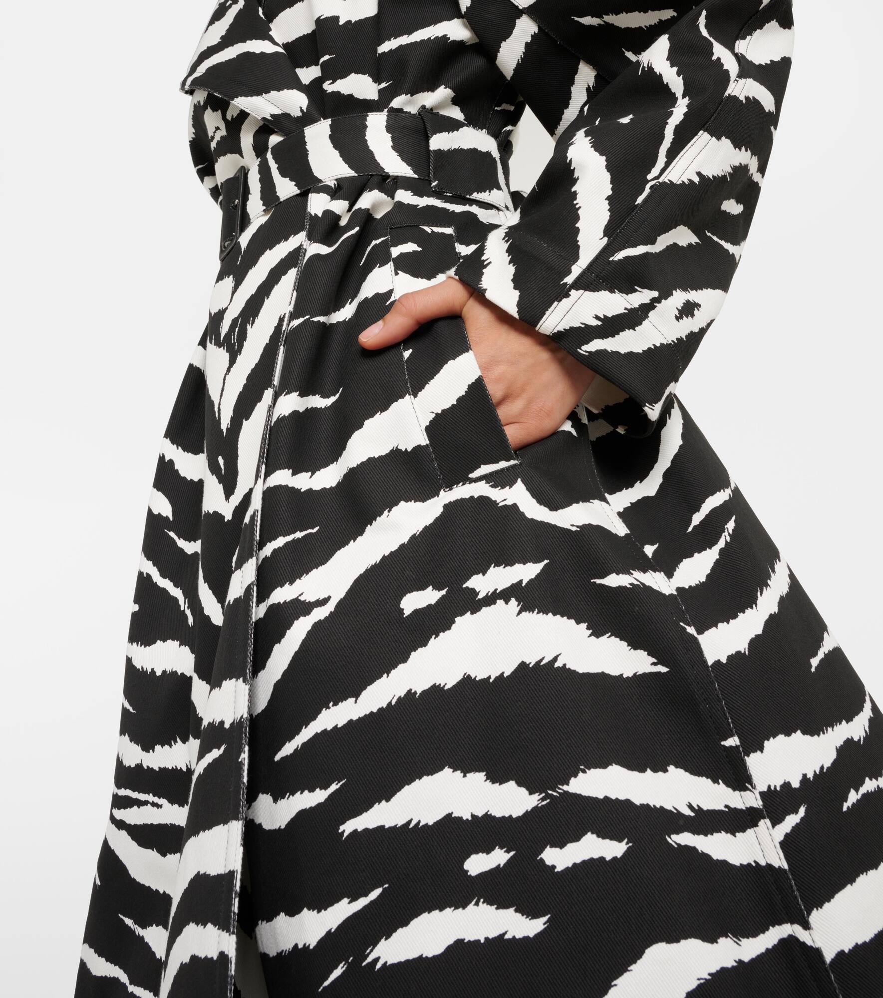 Zebra-print denim trench coat - 7