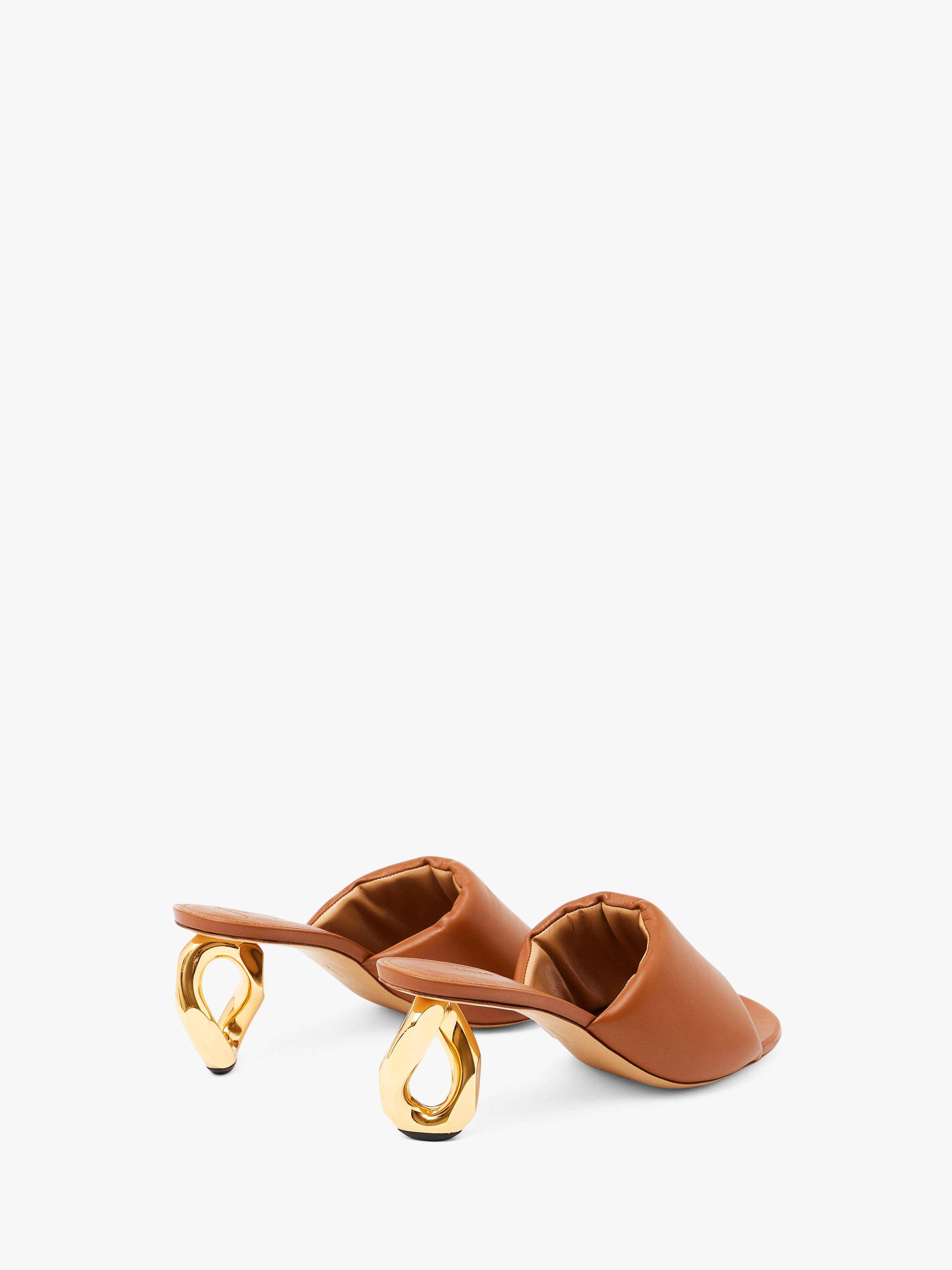 CHAIN HEEL LEATHER MULES - 3