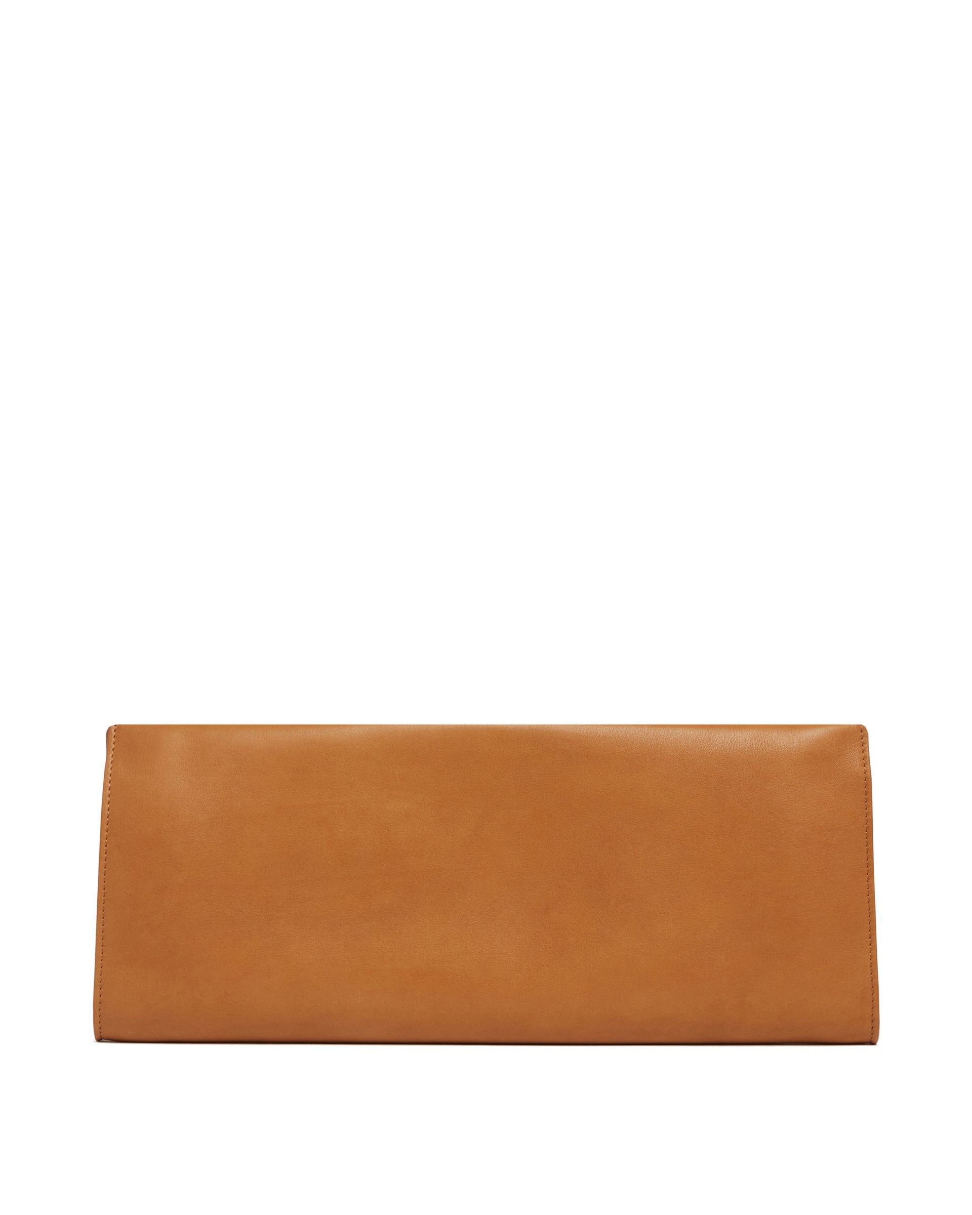 Beige Leather Flat Clutch - 1