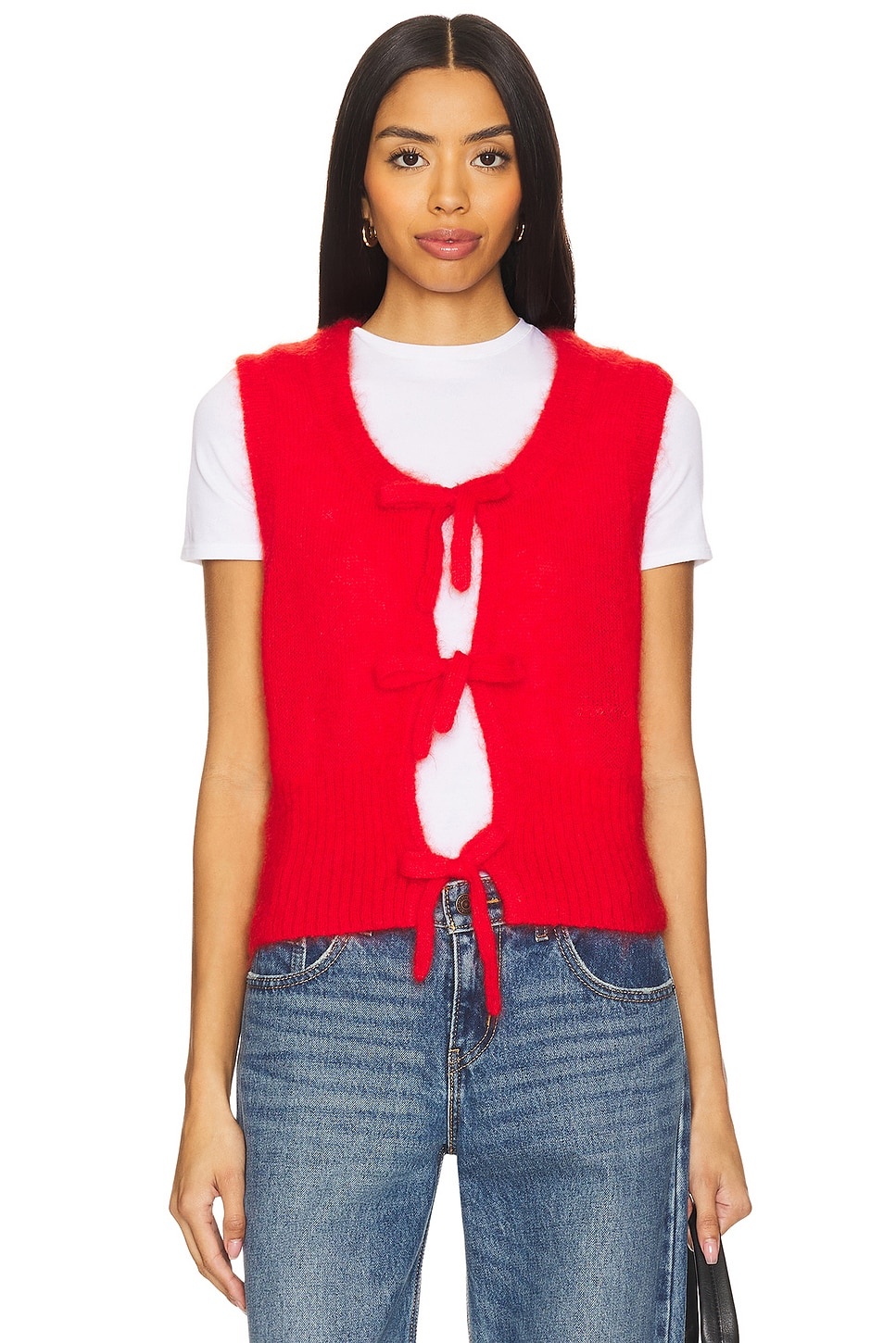 Light Mohair Tie String Vest - 1