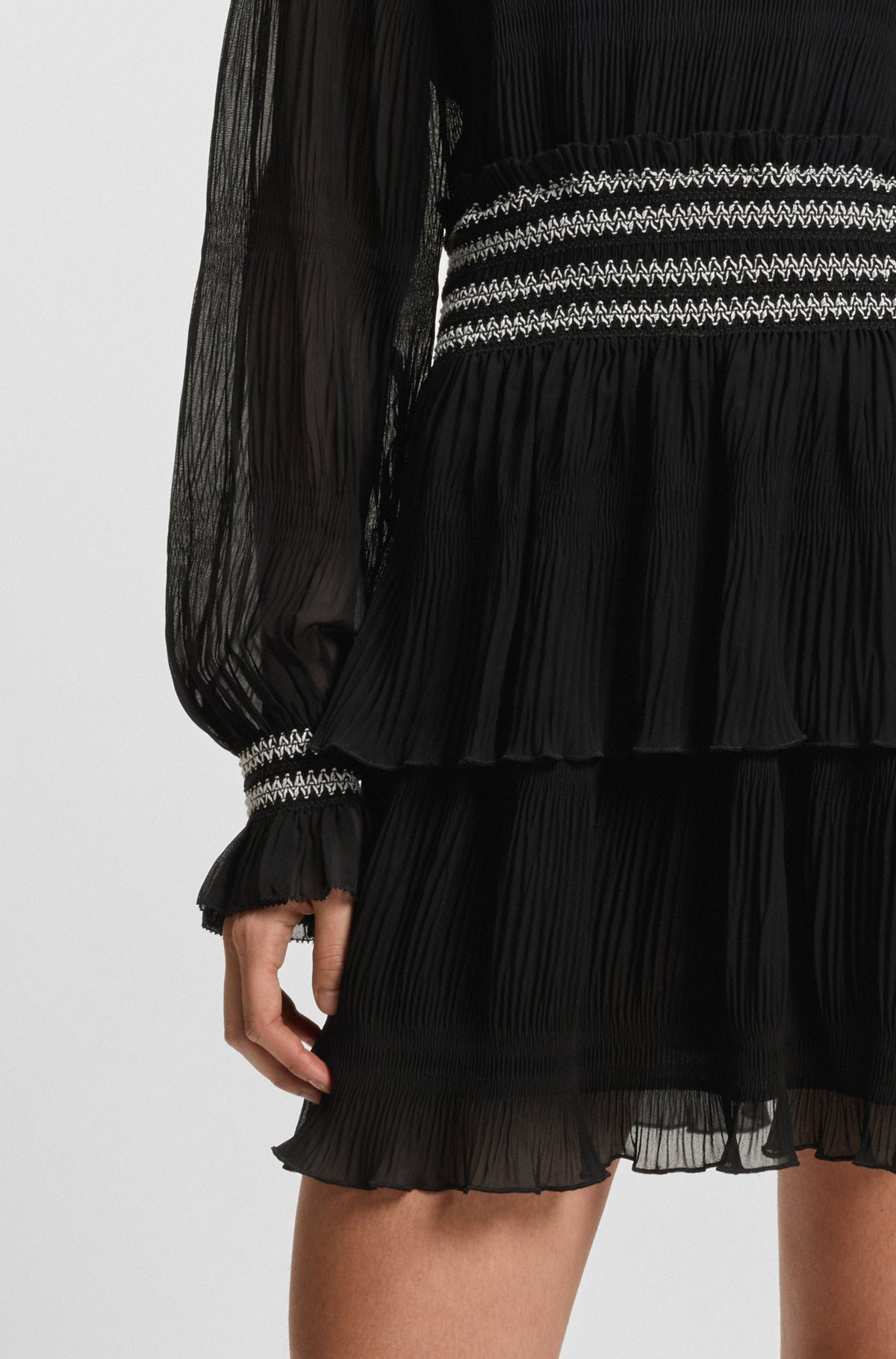 PLISSÉ DRESS WITH SMOCK-STITCHED WAISTBAND - 6