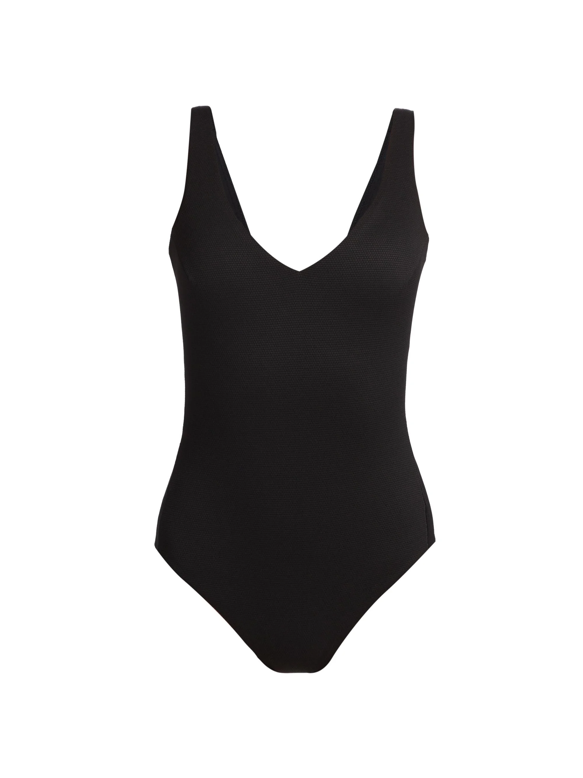 Women's Piqué Shaping One-Piece Swimsuit - Very Black - 1