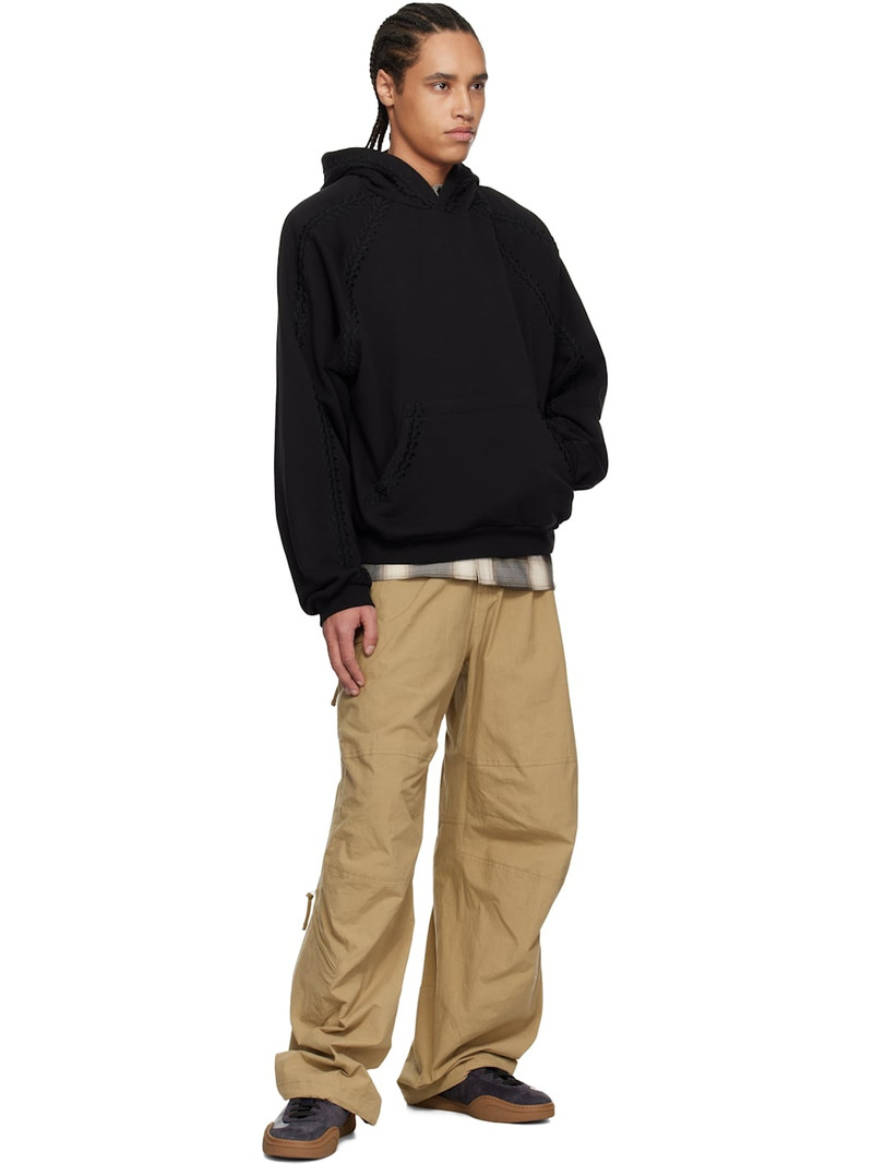 Wooyoungmi Black Line Embroidered Hoodie outlook
