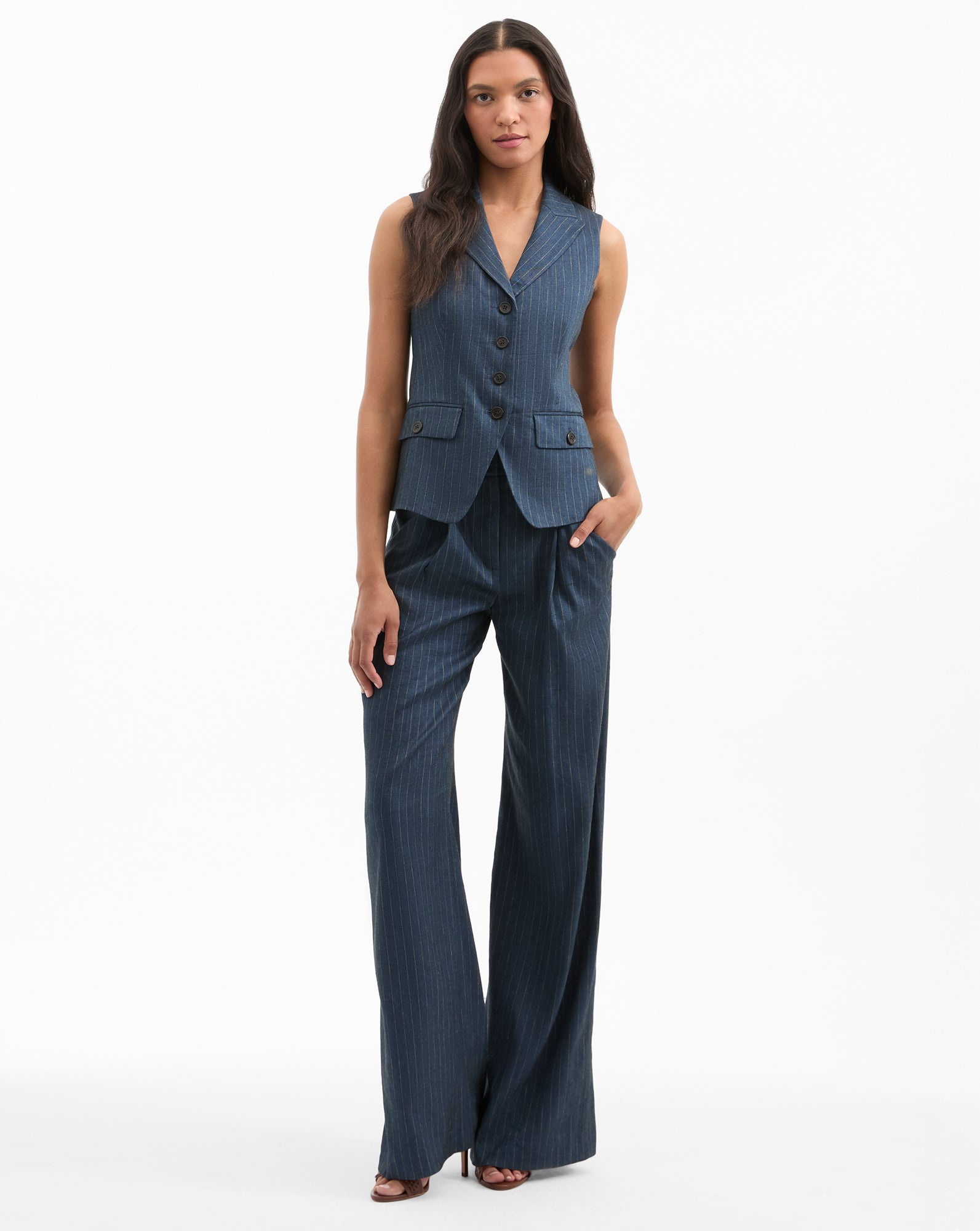 BENNY PINSTRIPE TAILORED VEST - 6