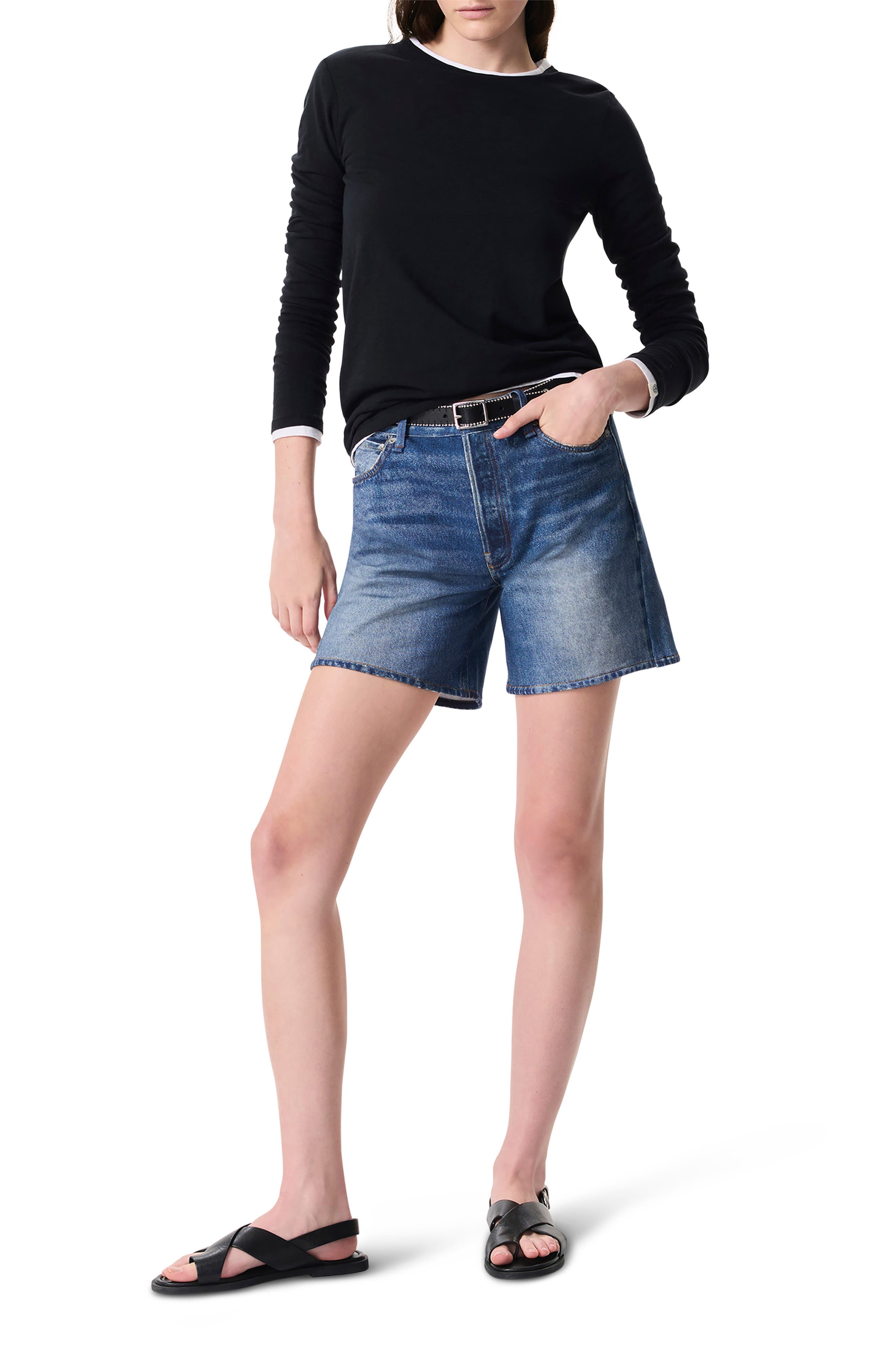 rag & bone Miramar Kaia High Waist Cotton Terry Shorts in Cosmos at Nordstrom - 5