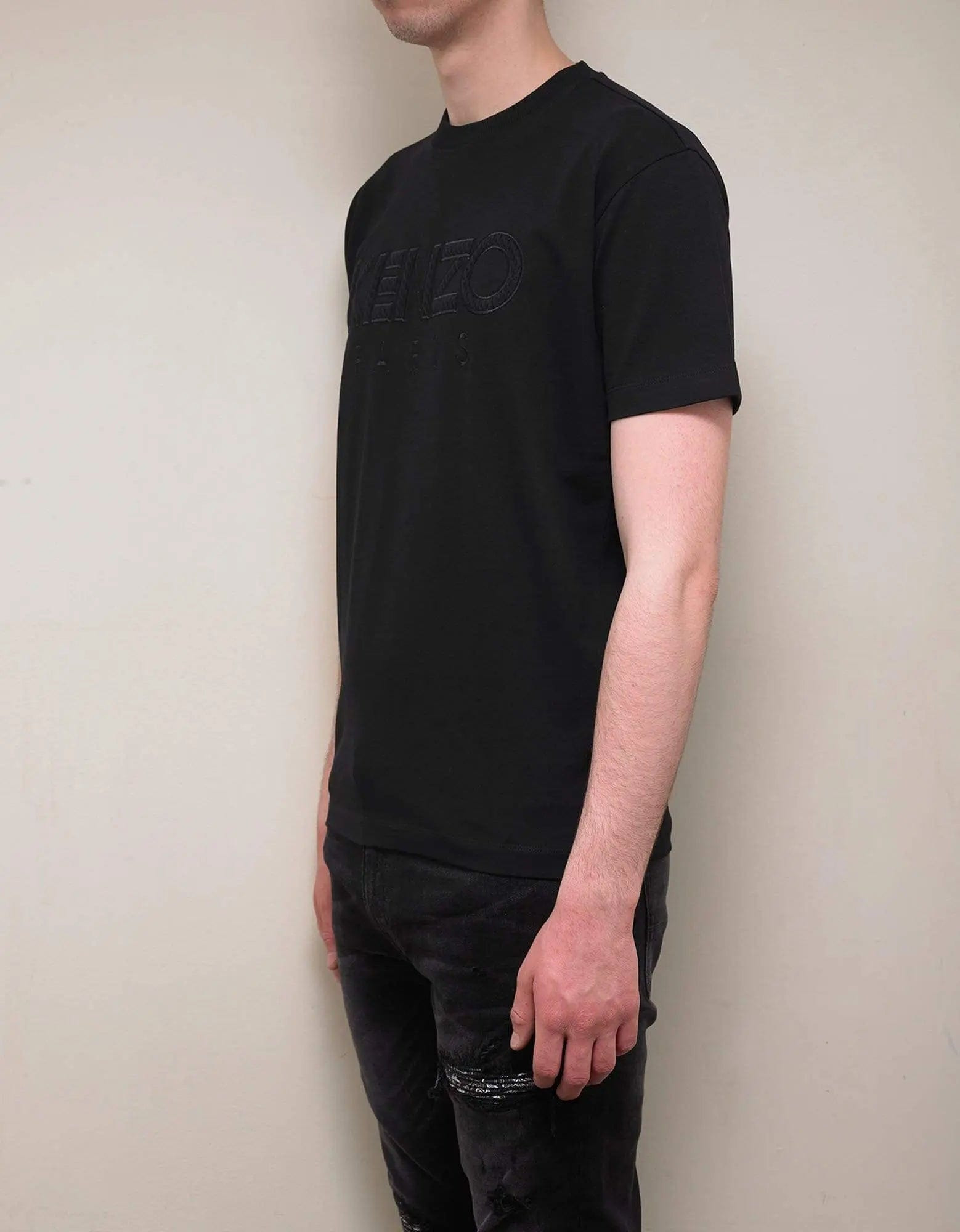 Kenzo Black Logo Embroidery T-Shirt - 5