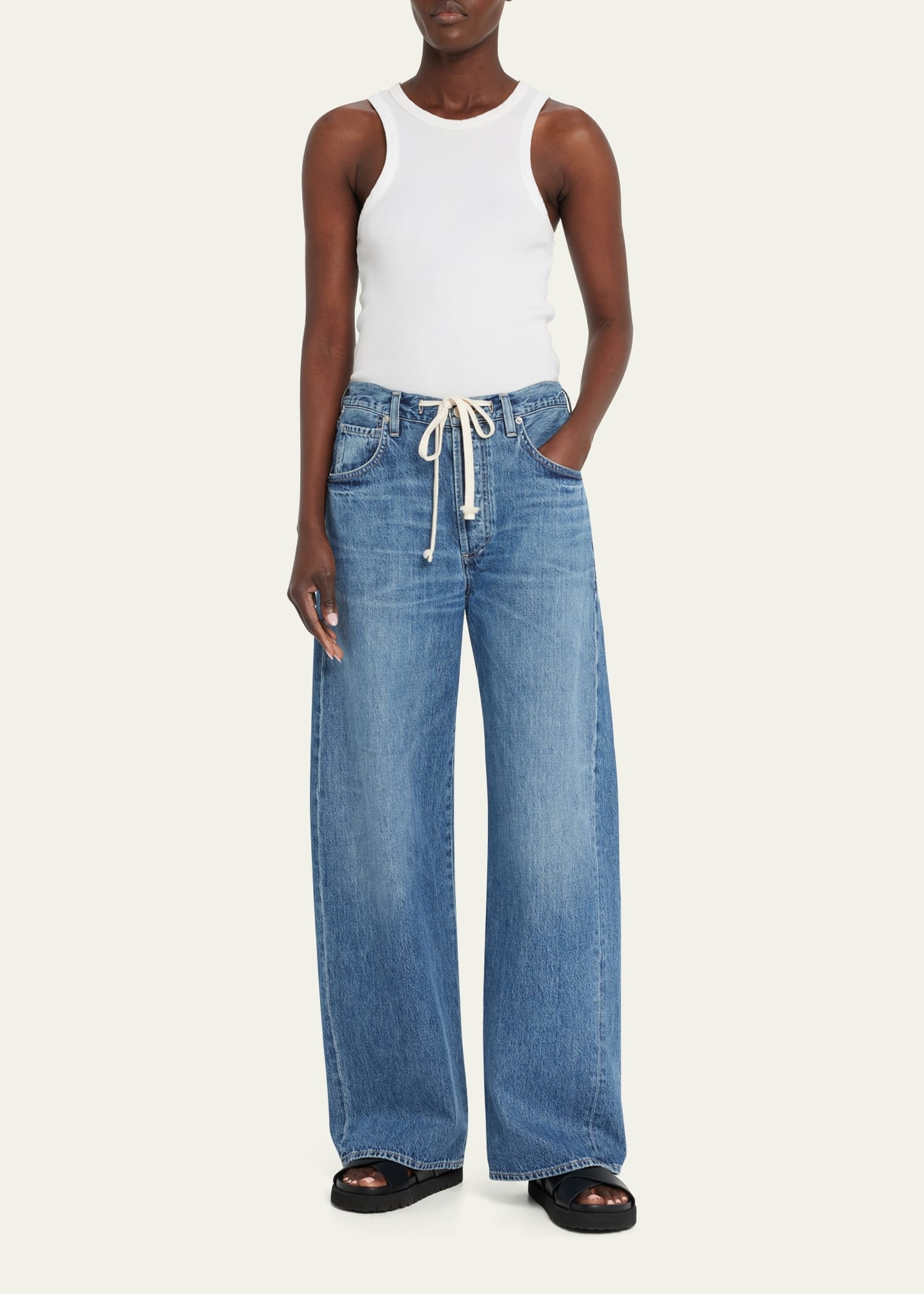 Brynn Drawstring Wide-Leg Trouser Jeans - 2
