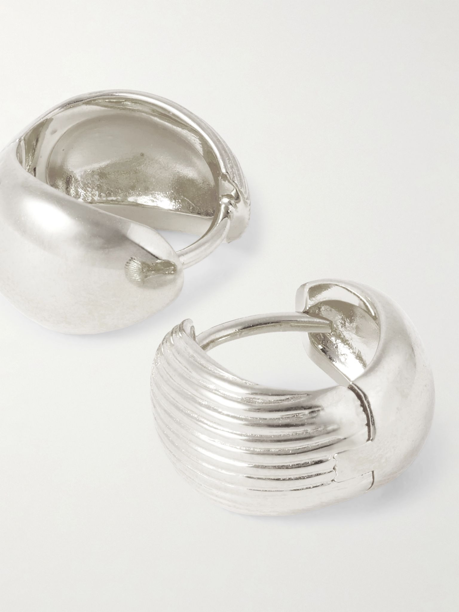 Reversible silver hoop earrings Silver - 3