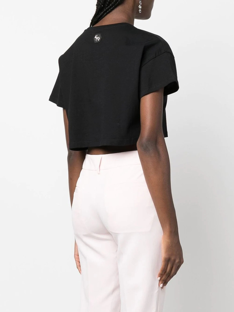 cotton slogan-print cropped T-shirt 4
