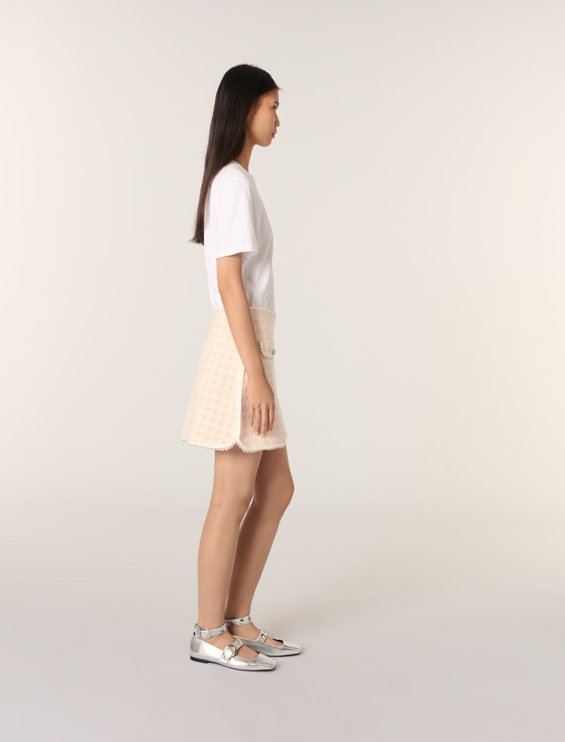 Short tweed-effect knit skirt 3