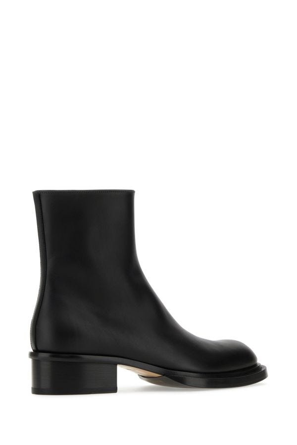 ALEXANDER MCQUEEN Black Leather Stack Ankle Boots - 3