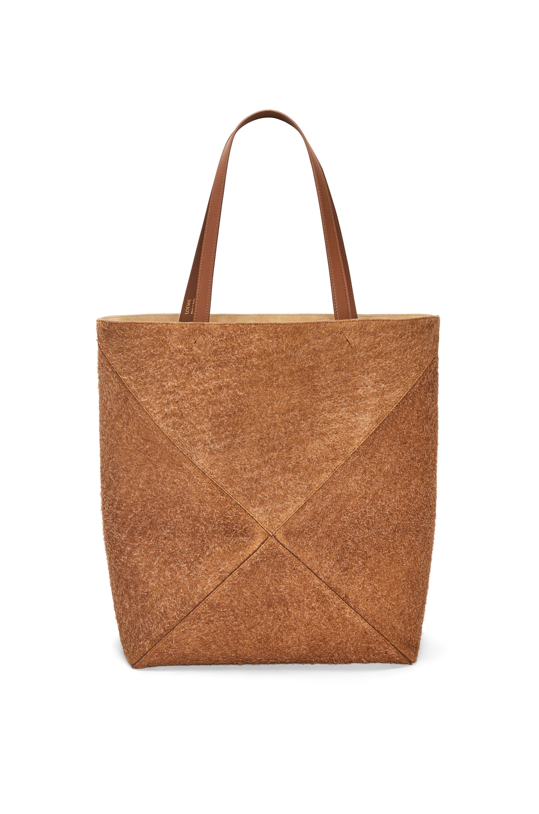 Large Puzzle Fold Tote in brushed suede Peanut - LOEWE