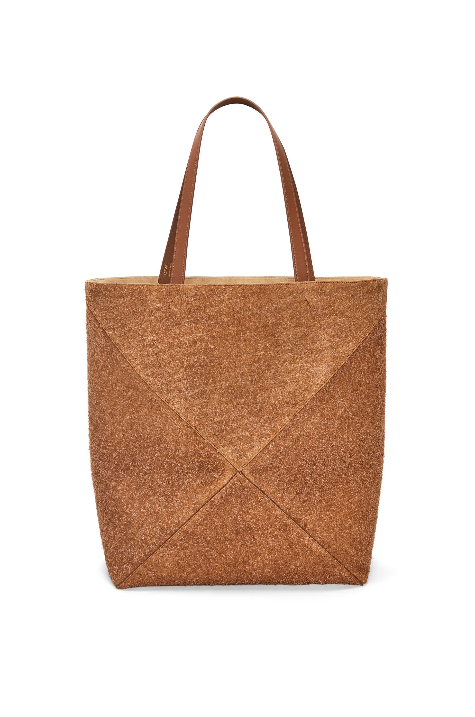 Large Puzzle Fold Tote in brushed suede