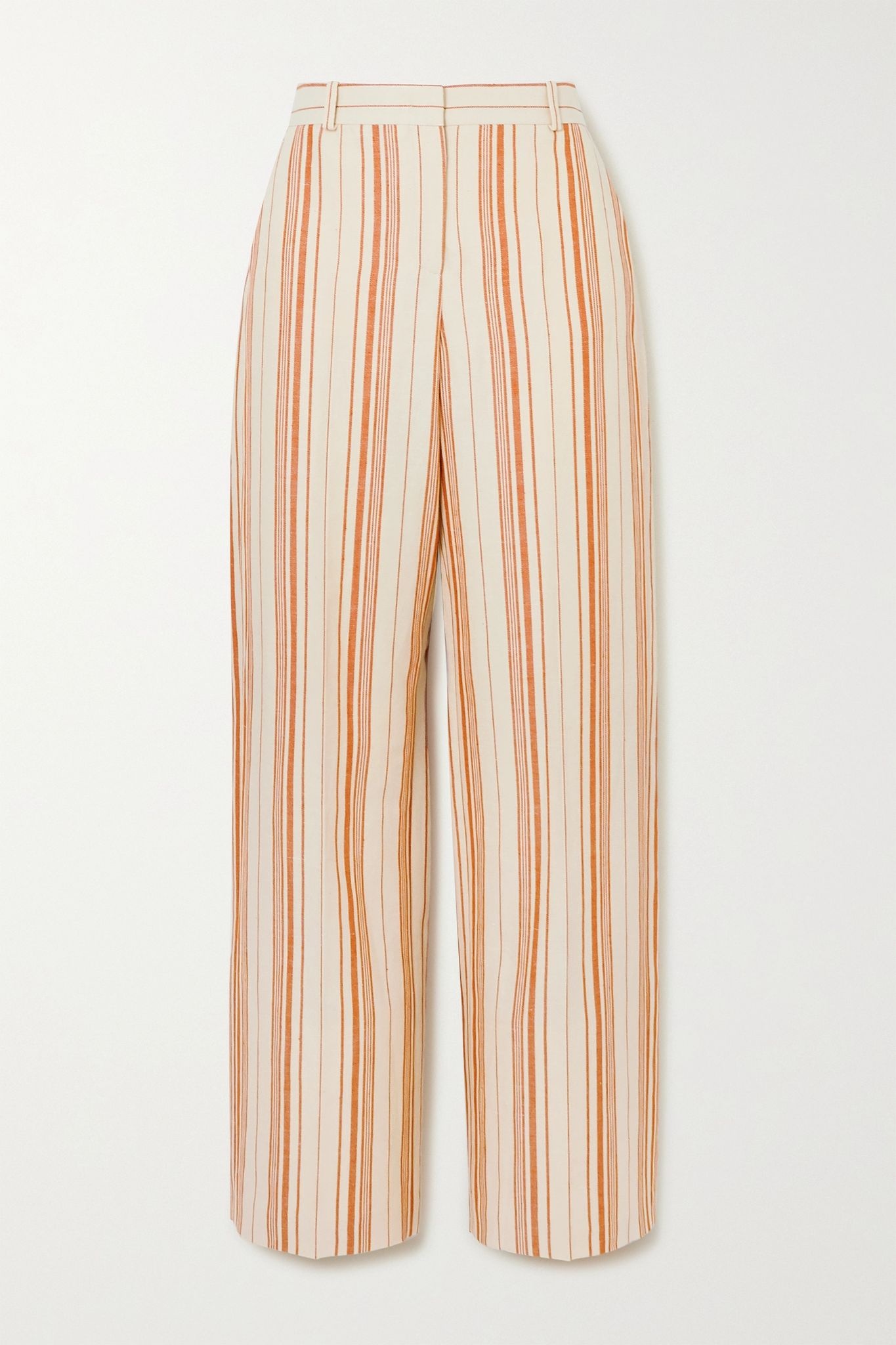 Striped cotton-blend straight-leg pants - 1