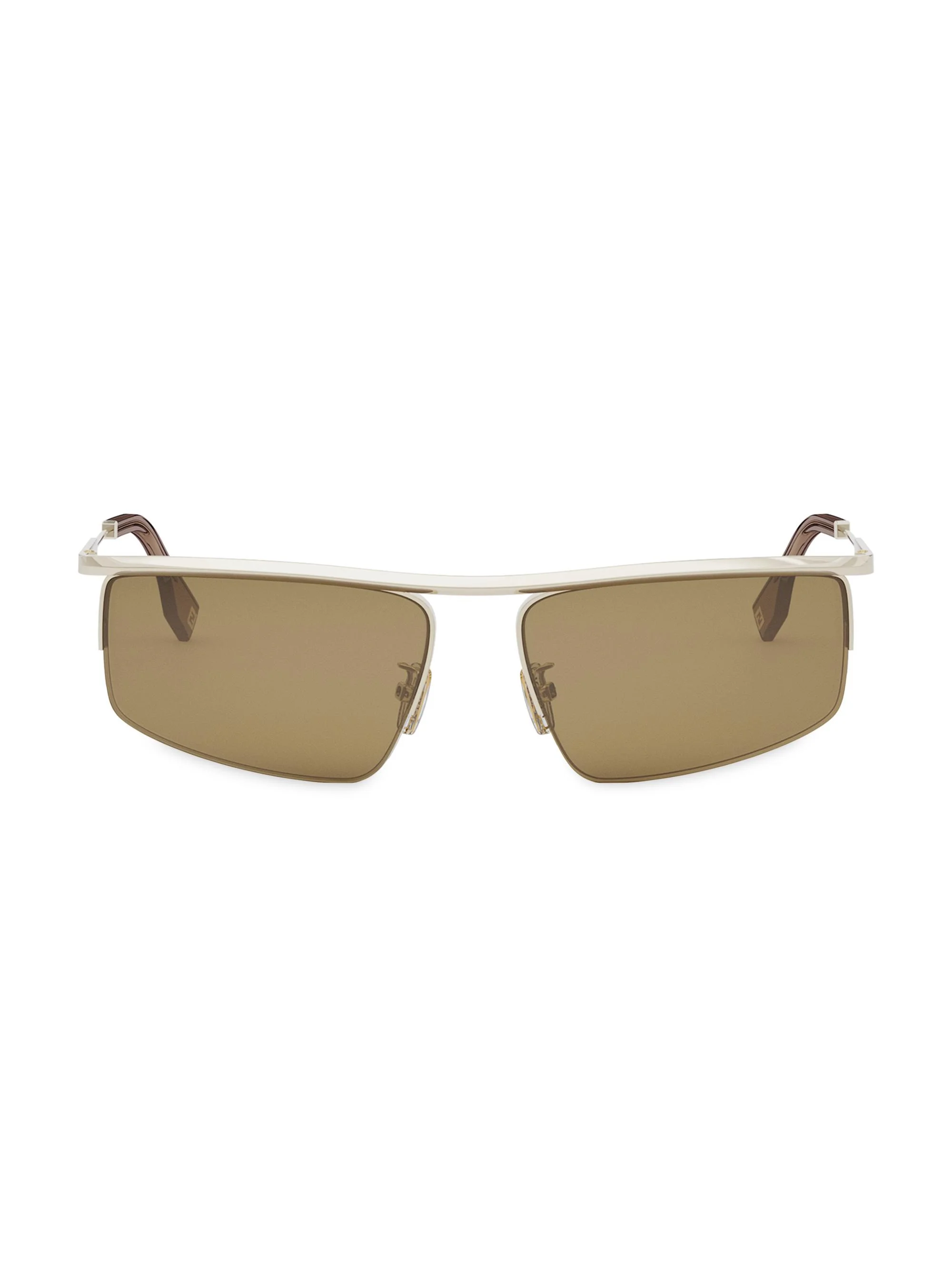 Men's Fendi Travel 60MM Geometric Sunglasses - Brown Light Gold - 1