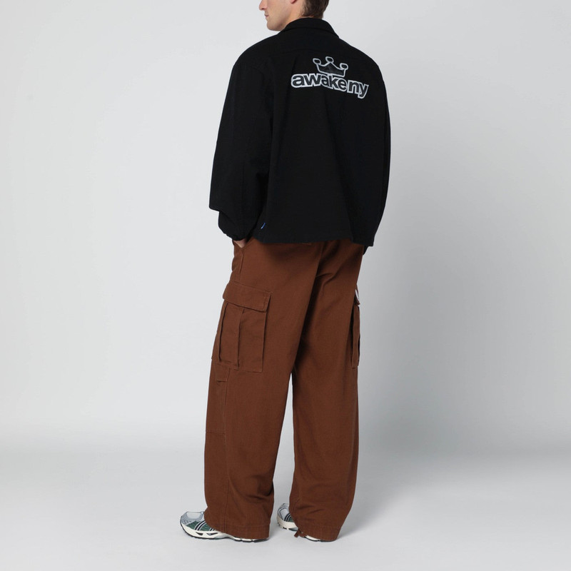 AWAKE NY Black zip-up overshirt with logo outlook