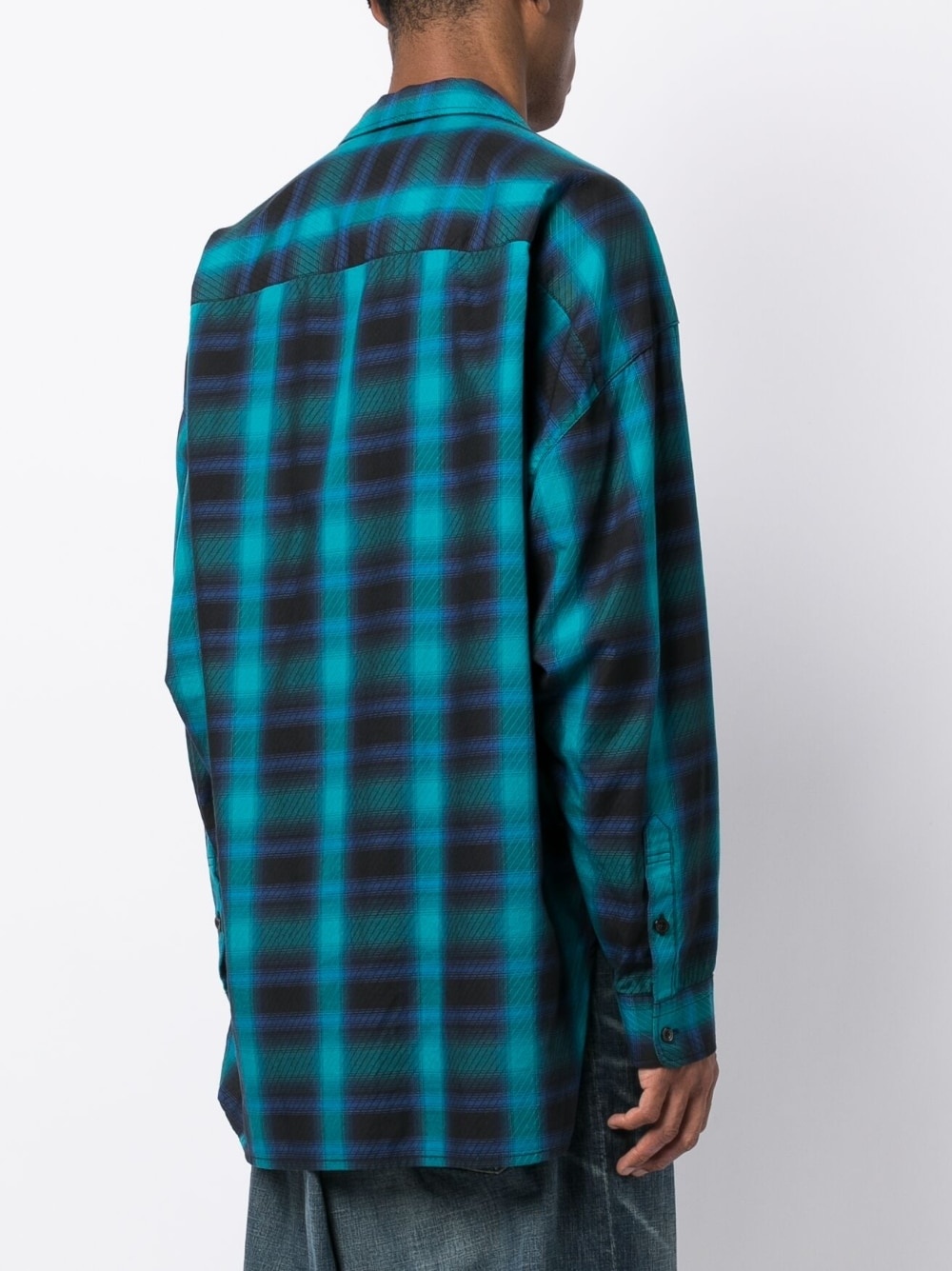 plaid-check print cotton shirt - 4