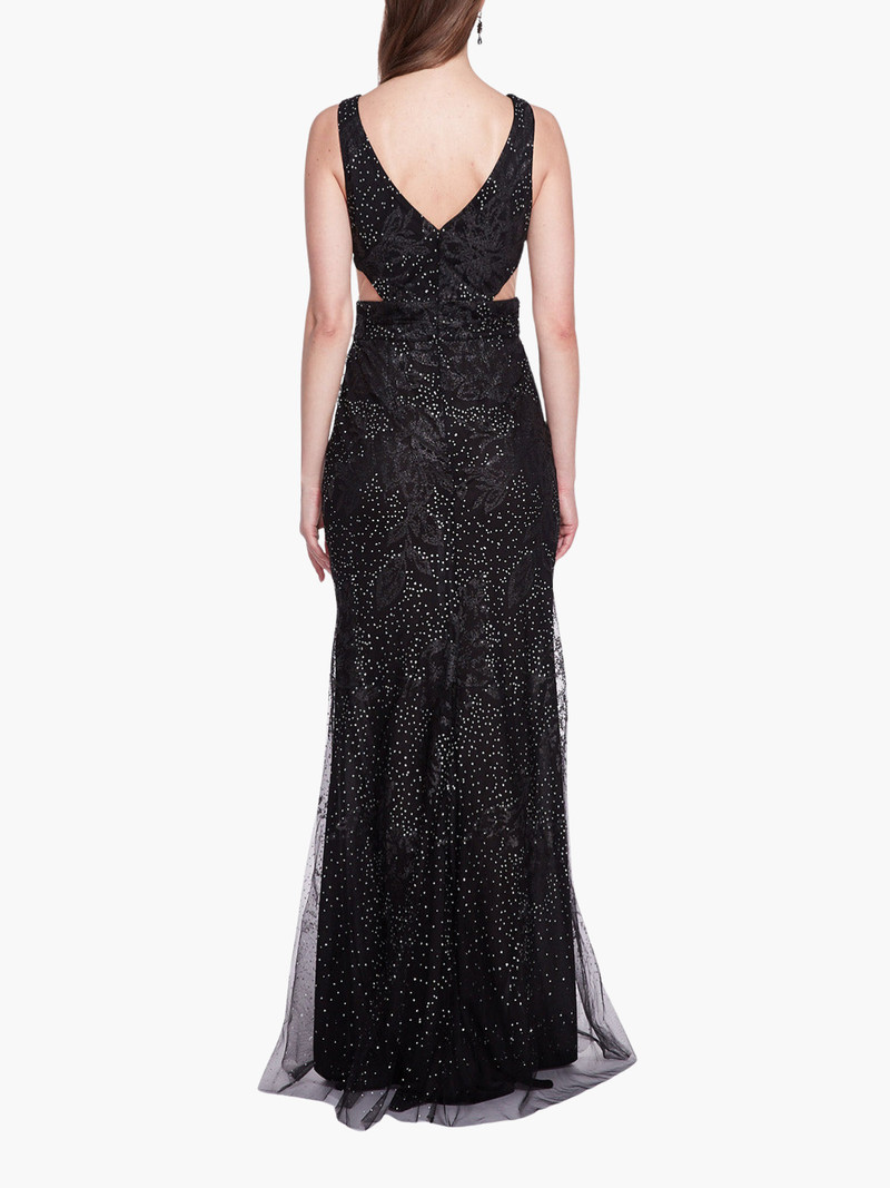 Marchesa SLEEVELESS V-NECK GLITTER GOWN outlook