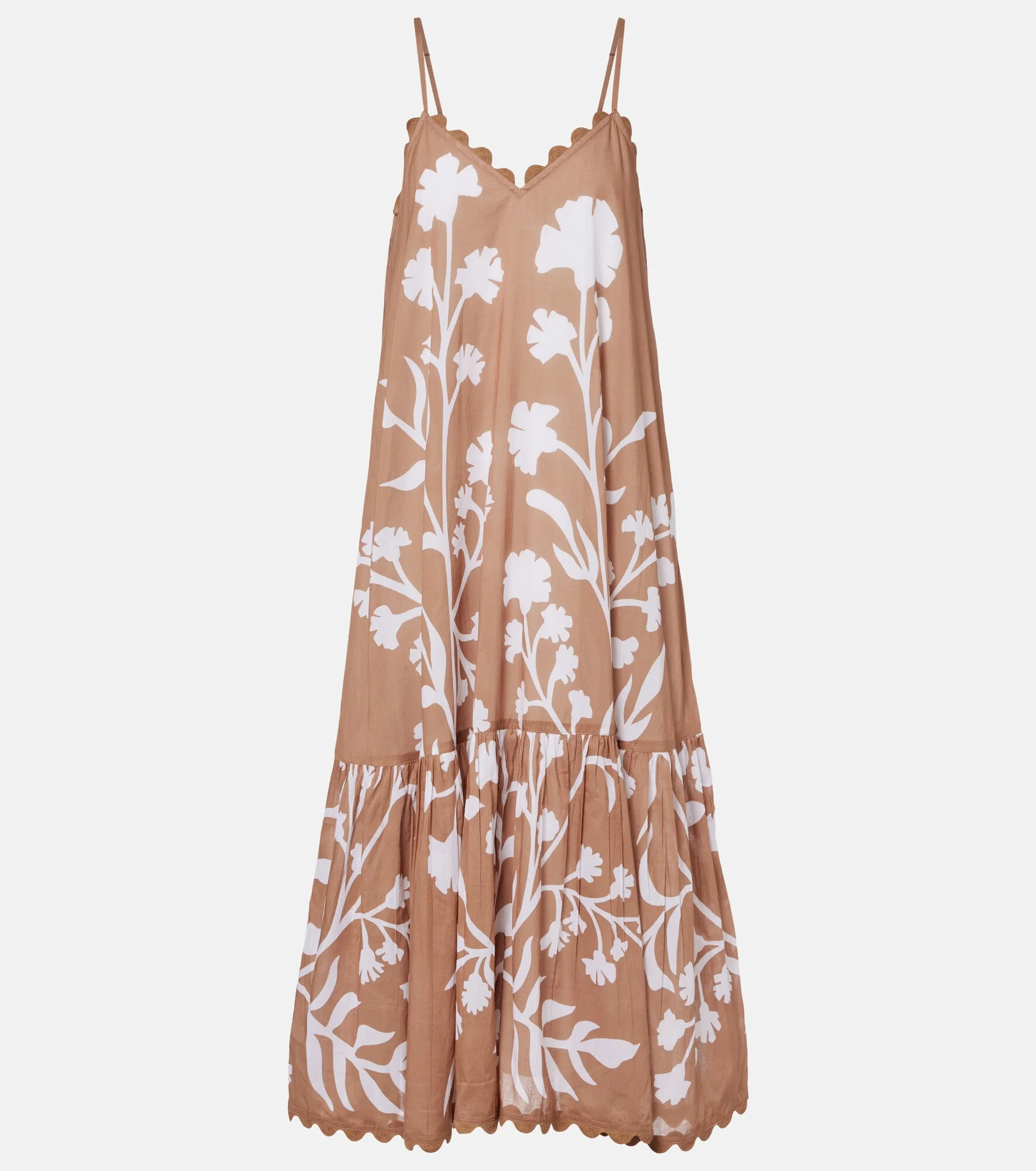 Floral scalloped cotton midi dress - 1