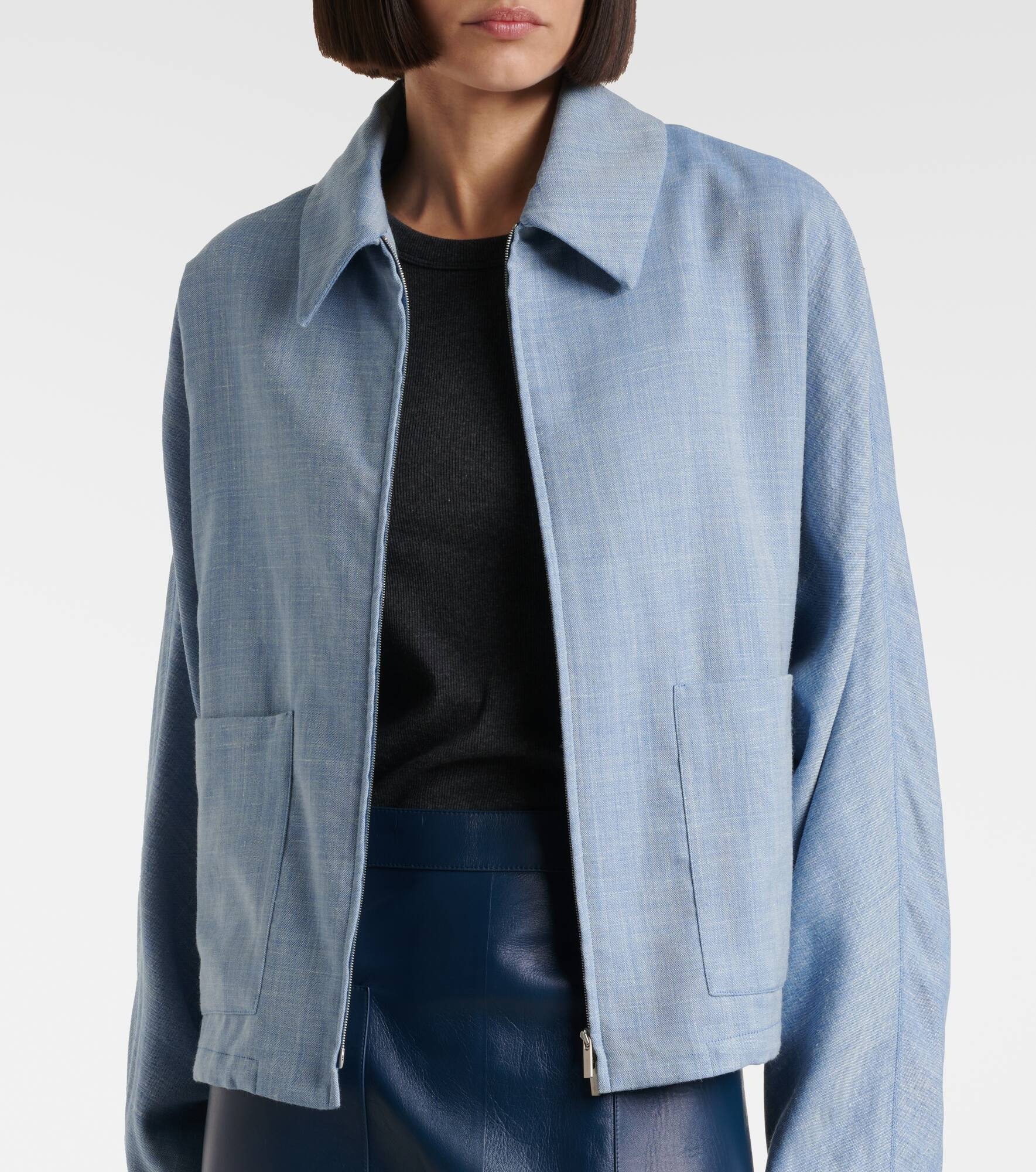 Cropped wool, silk, and linen blouson - 6
