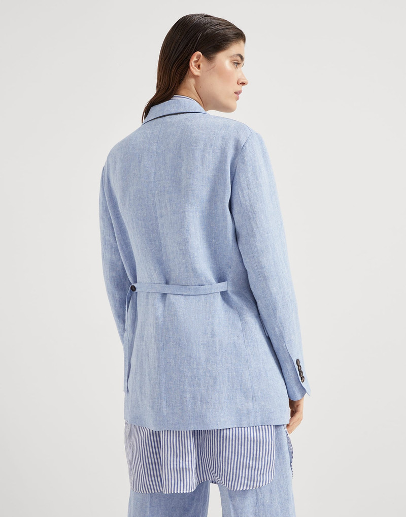 Brunello Cucinelli Linen sparkling canvas blazer with monili outlook