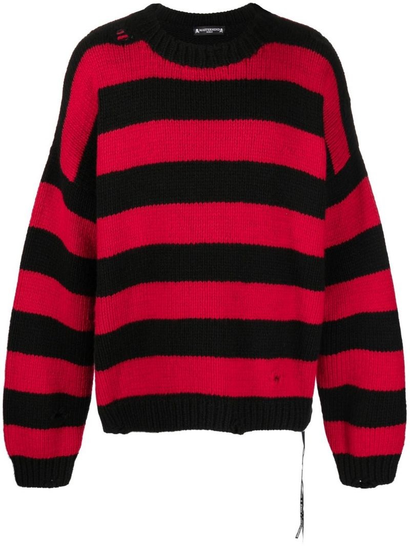distressed hand-knit cashmere jumper - 1