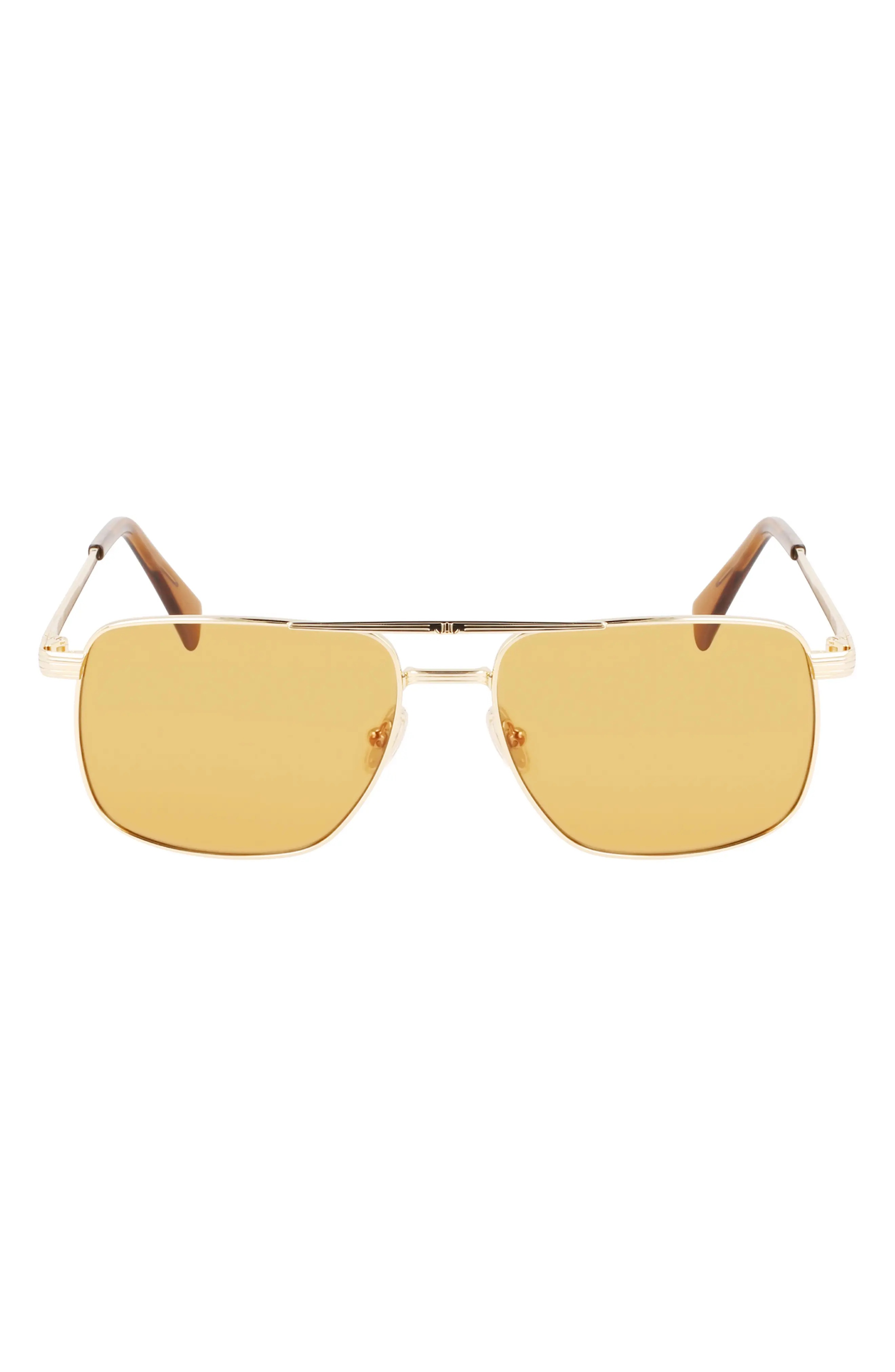 JL 58mm Rectangular Sunglasses in Gold /Caramel - 1