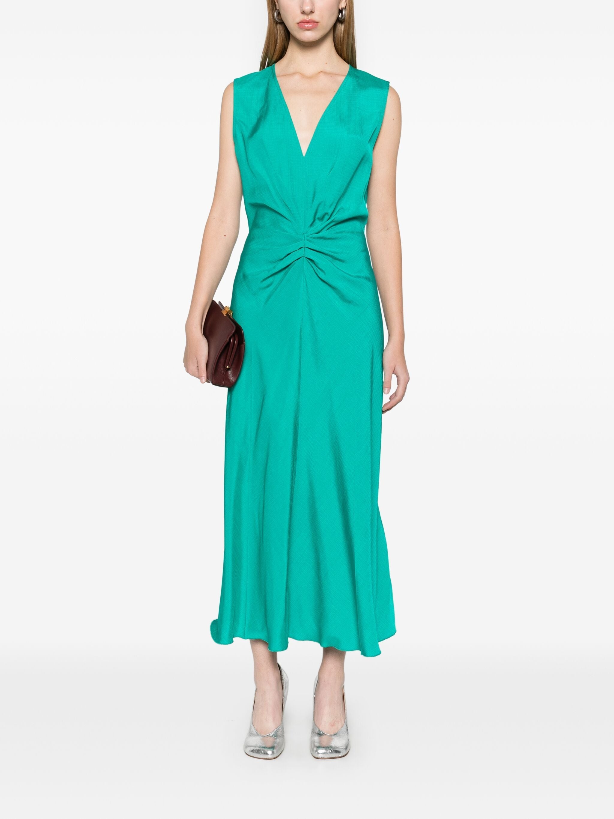Sleeveless Gathered Midi Dress - 2