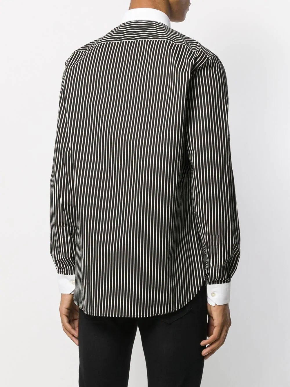 striped contrasting collar shirt - 4