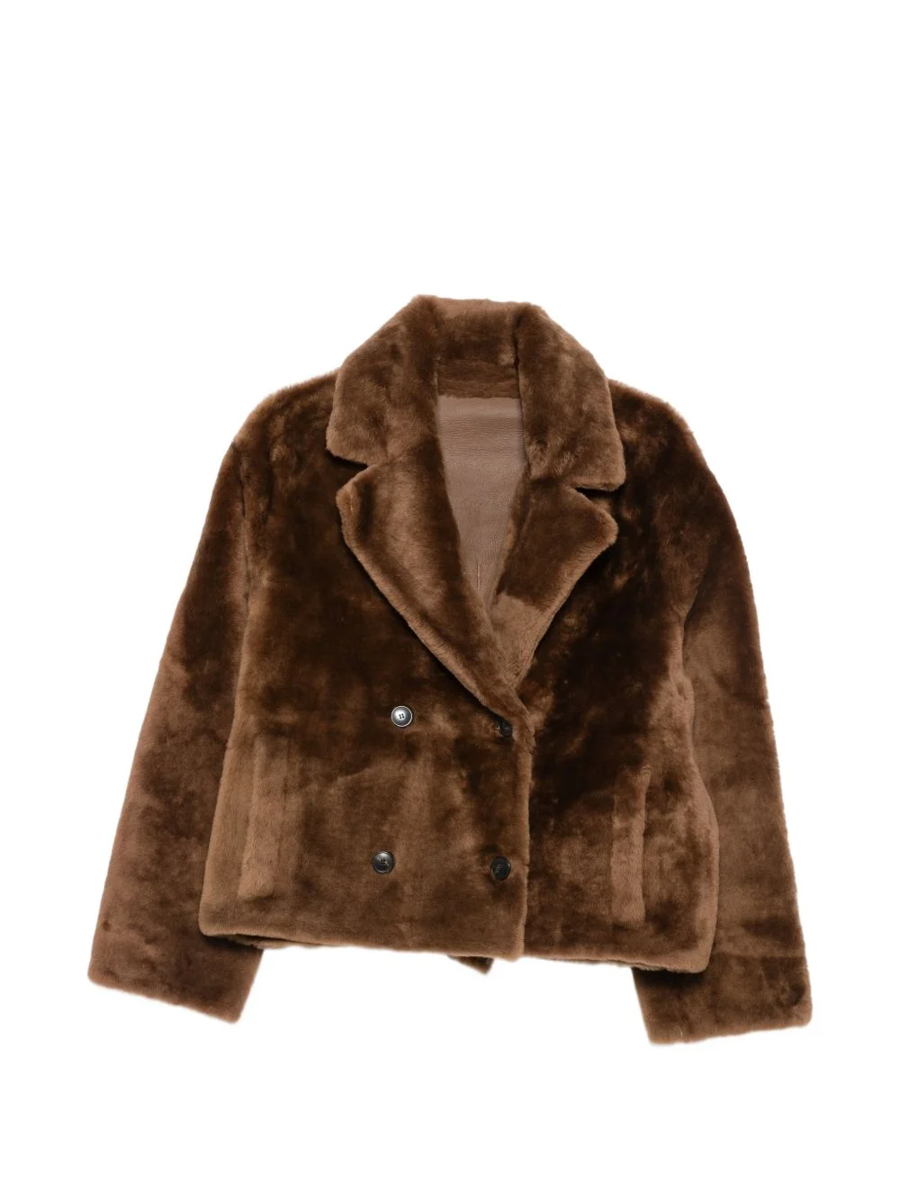 double-breasted shearling jacket - 1