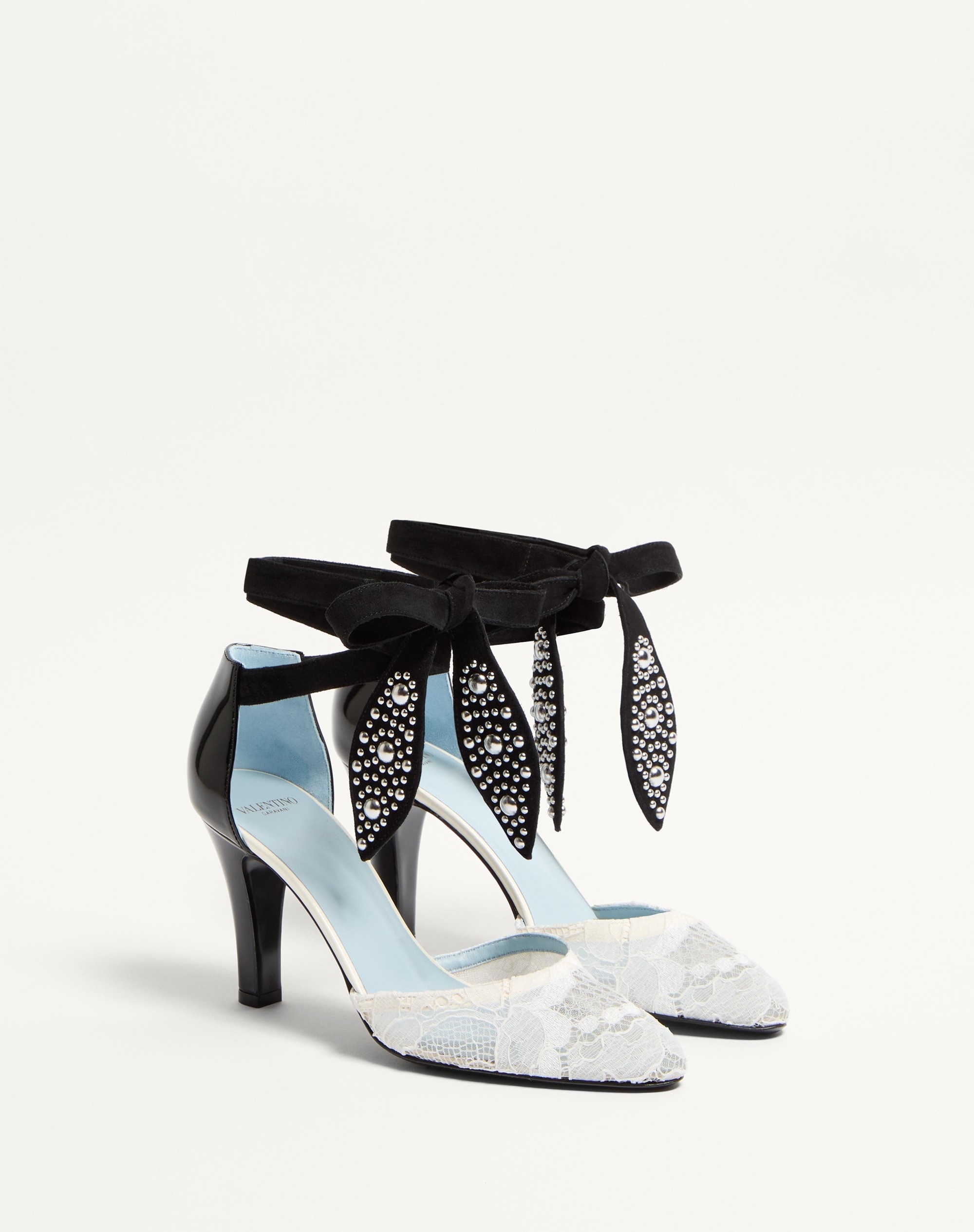 FOLIEFOLIAGE PUMPS IN ABRASIVE CALFSKIN AND LACE 85MM - 2