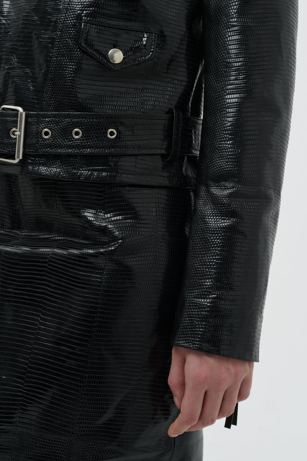 Anton Biker Jacket in Black Lizard - 9