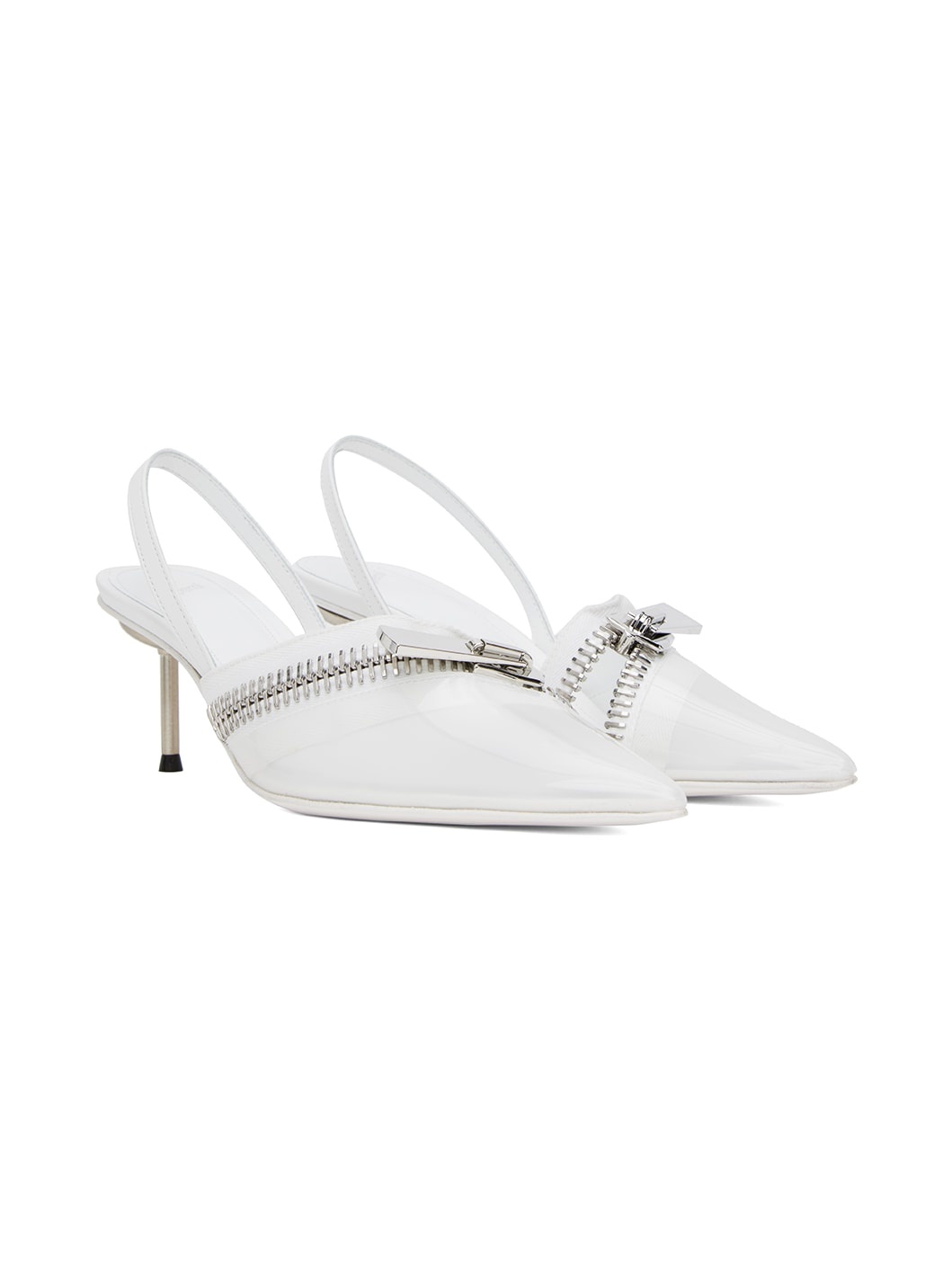 White Clear Zip Heels - 4