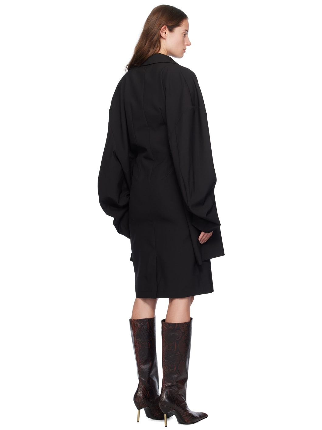 Black 'Jacket Skirt' Midi Dress - 3