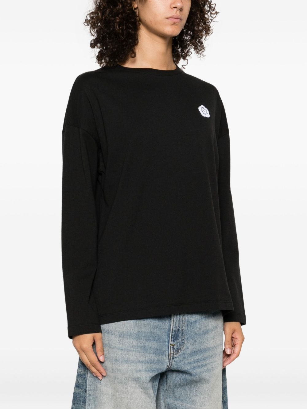flower-embellished long-sleeve top - 3