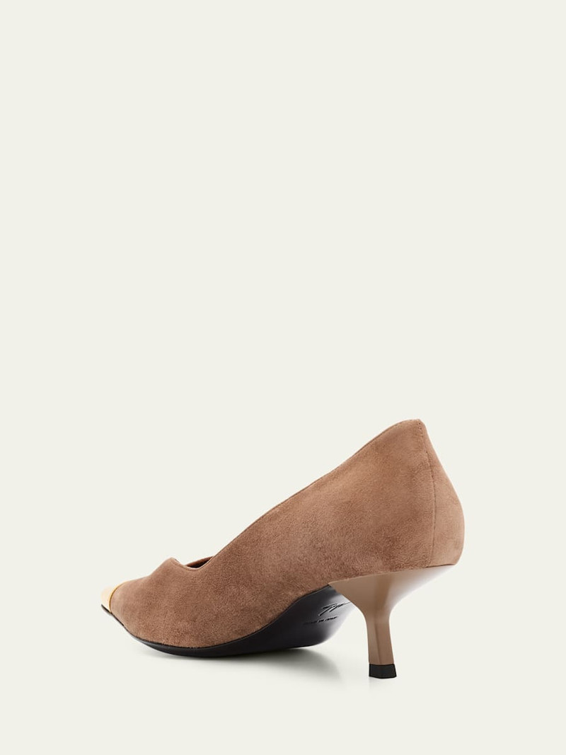 Giuseppe Zanotti Suede Golden Cap-Toe Pumps outlook