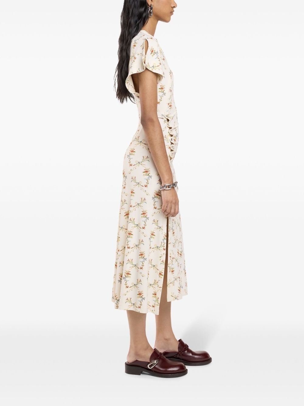floral-print ruched midi dress - 3