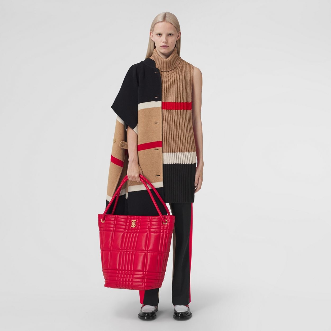 Striped Cashmere Cotton Blend Cape - 2