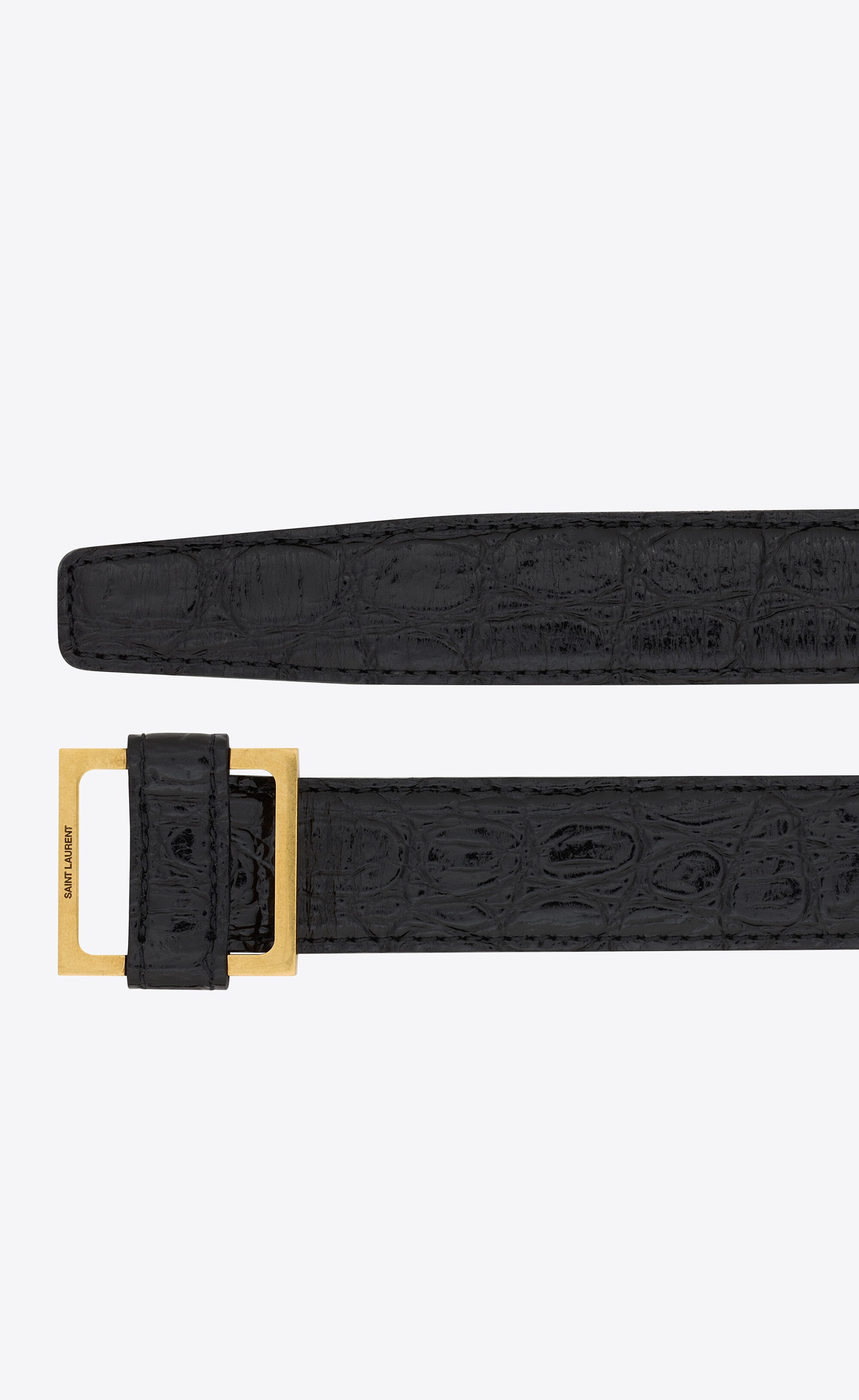square loop buckle belt in crocodile embossed leather - 2