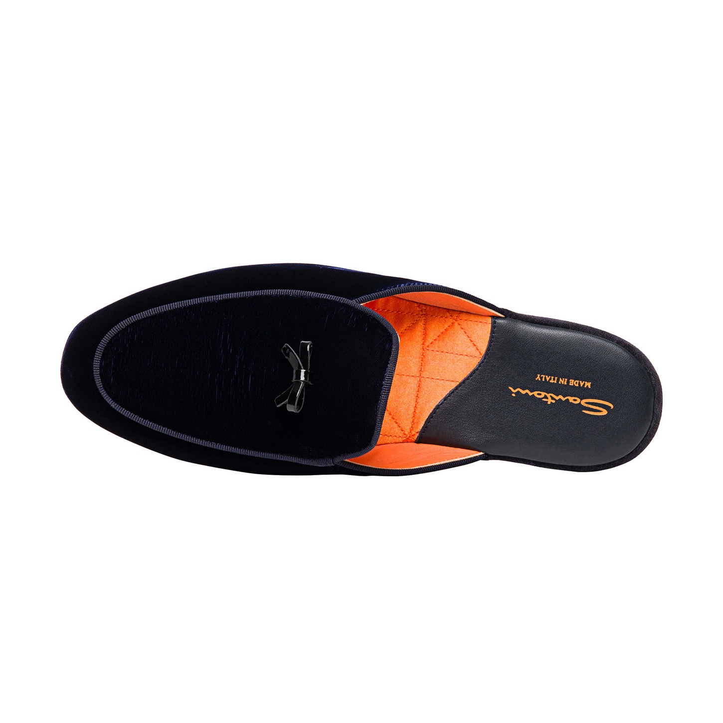 Men’s blue velvet slipper with bow detail - 4