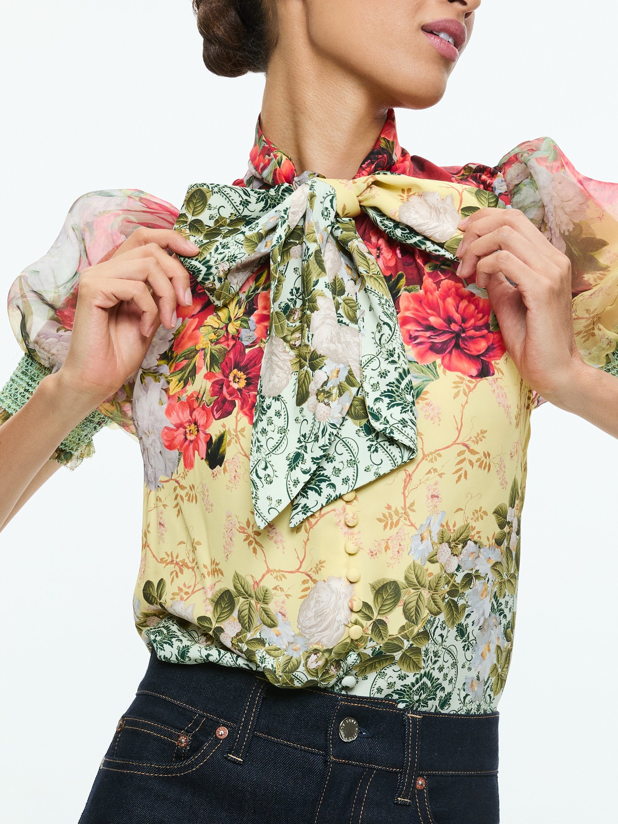 BRENTLEY TIE NECK PUFF SLEEVE BLOUSE - 5