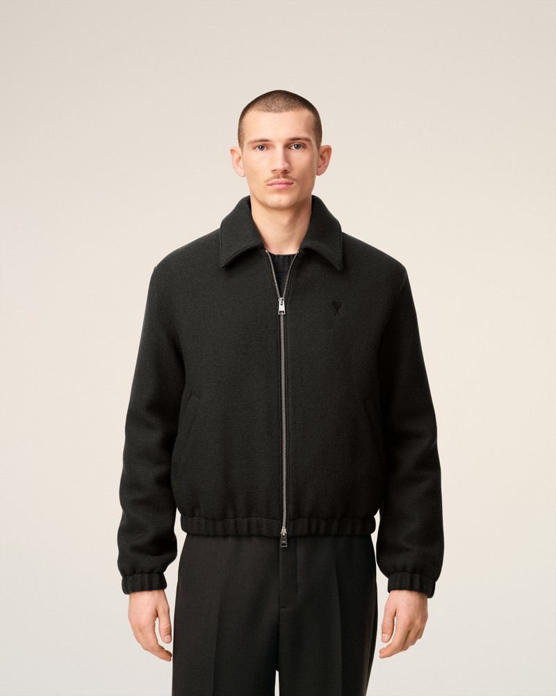 BLACK WOOL AMI DE COEUR ZIPPED JACKET 3