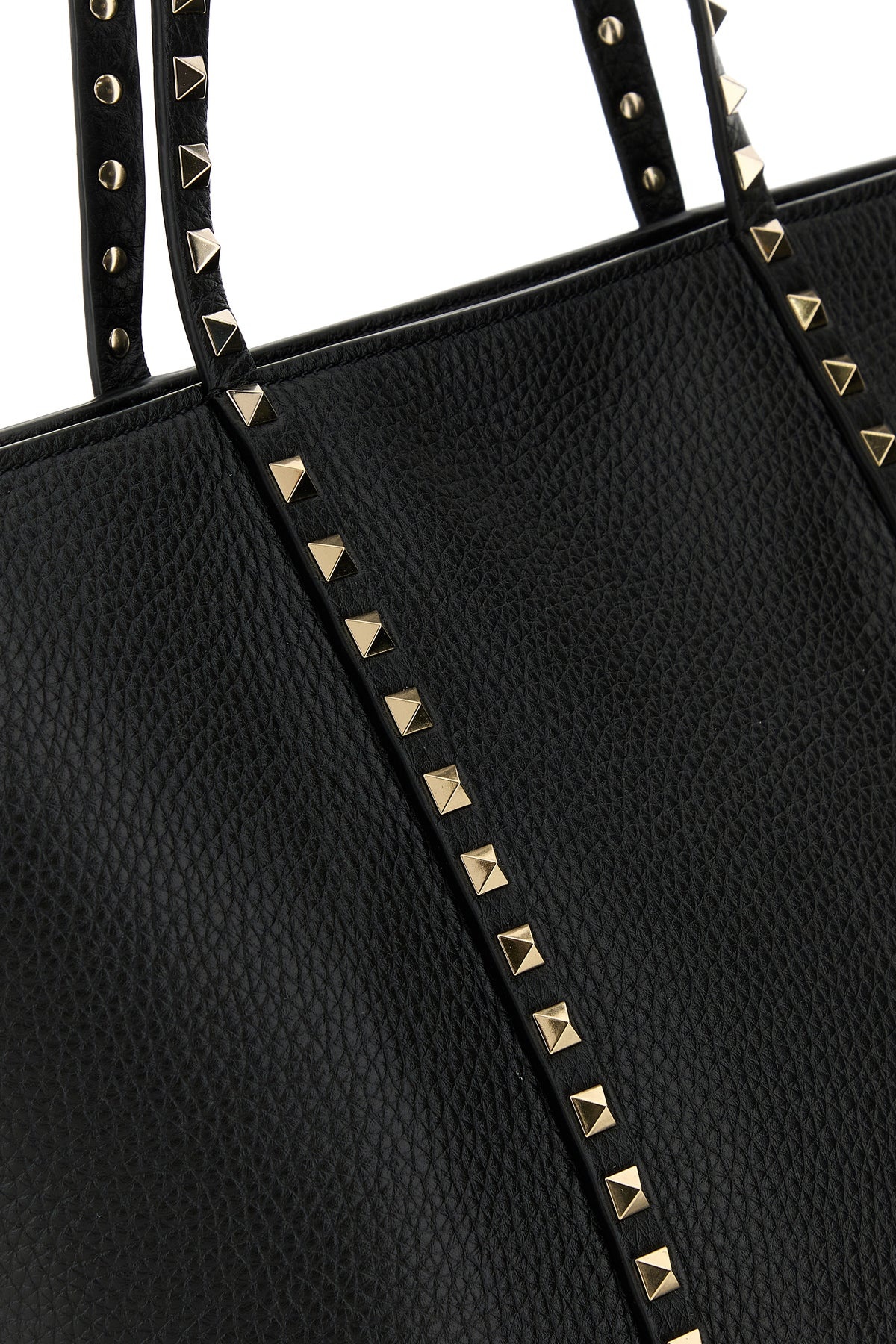 Black leather Rockstud shopping bag - 4