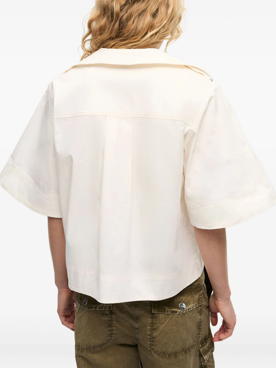 Stretch Cotton Cowl Neck Blouse - 4