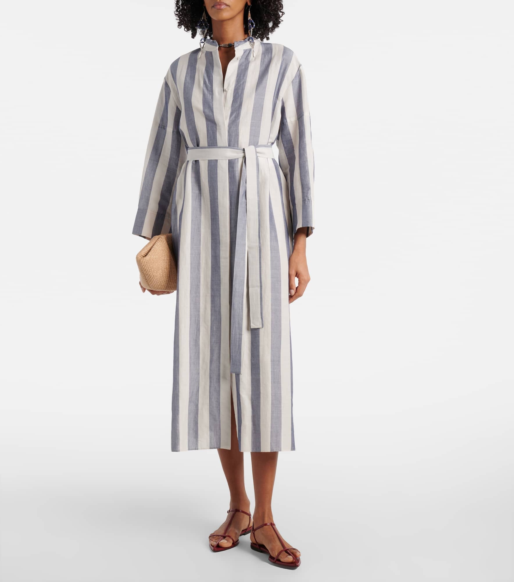 Rima striped ramie and cotton midi dress - 2